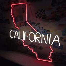 Neon Sign California State Map, Neon Map State Of California, California Map Neon, California Neon Sign, American Map State Neon Sign