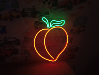 Neon Peach Sign, Peach Neon Light, Peach-Shaped Neon Sign, Fruit Neon Sign, Peach Neon Display, Neon Peach Sculpture, Neon Fruit Sign