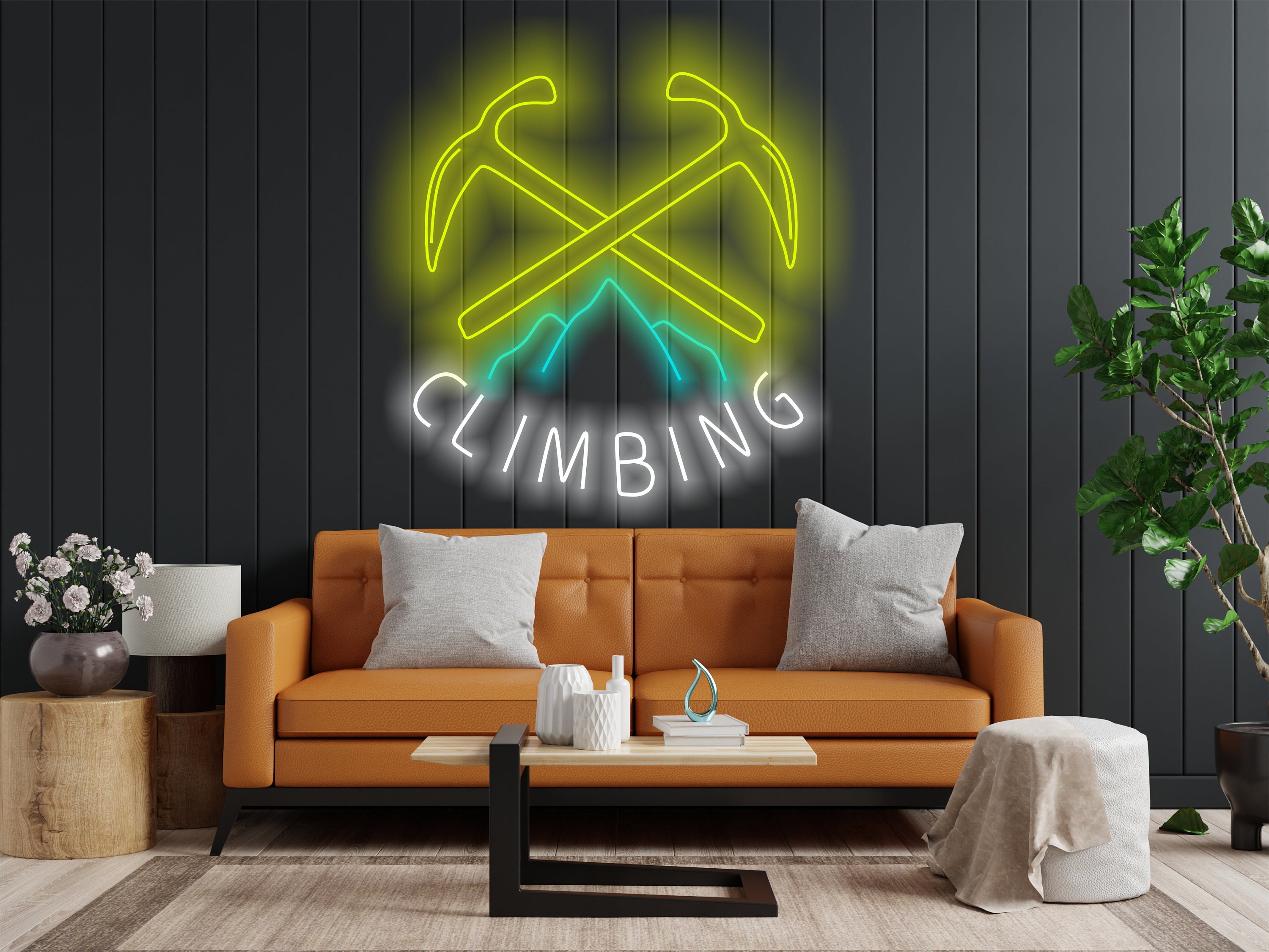 Сlimbing Logo Neon Sign, Neon Sign For Rock Climbers, Neon Light For Climbing Enthusiasts, Climber's Neon Sign, Neon For Rock Climbing Fans