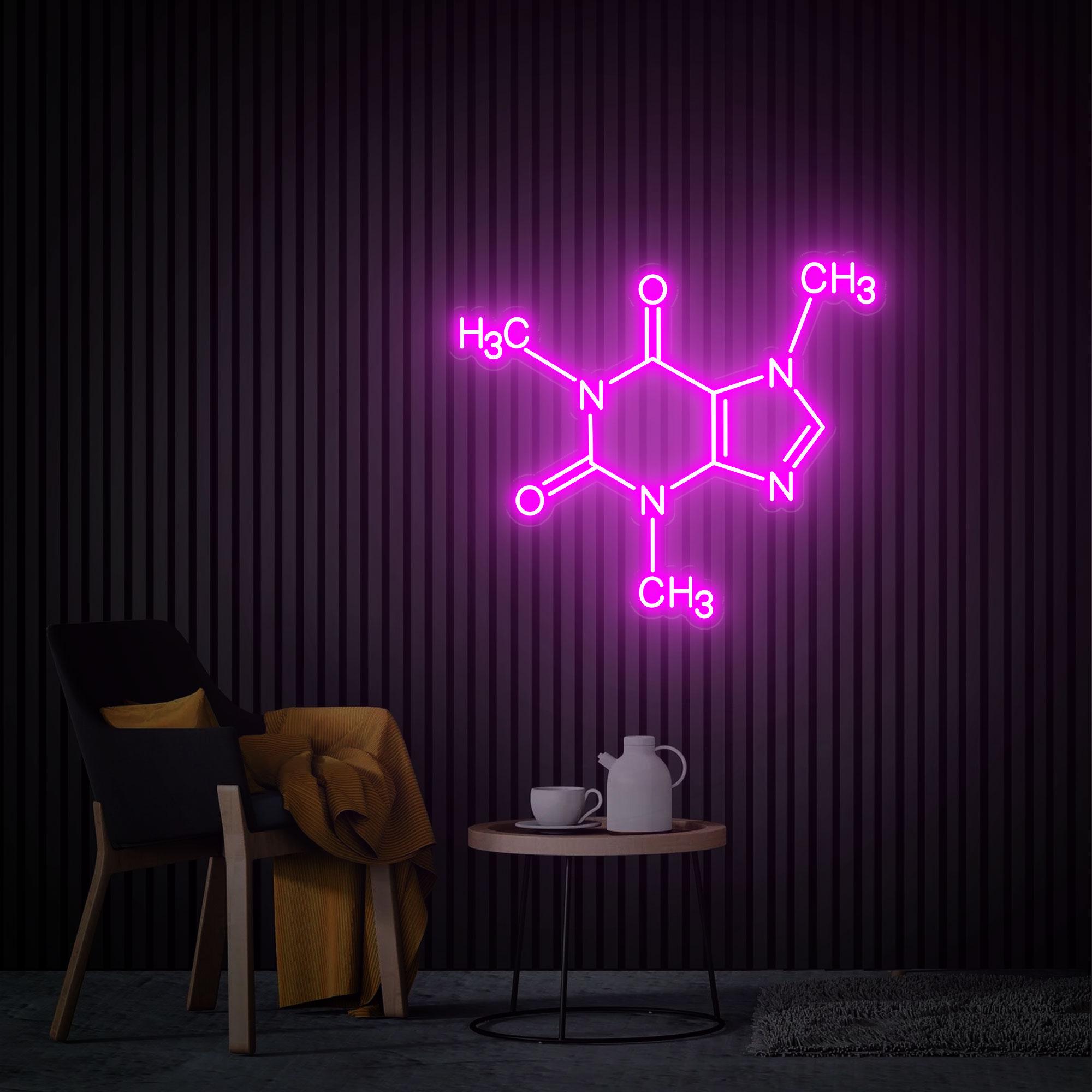 Caffeine Molecule Neon Sign, Caffeine Wall Art, Caffeine Wall Decor, Molecule Neon Light Custom Logo Sign, Coffee Neon Sign Home Cafe Decor