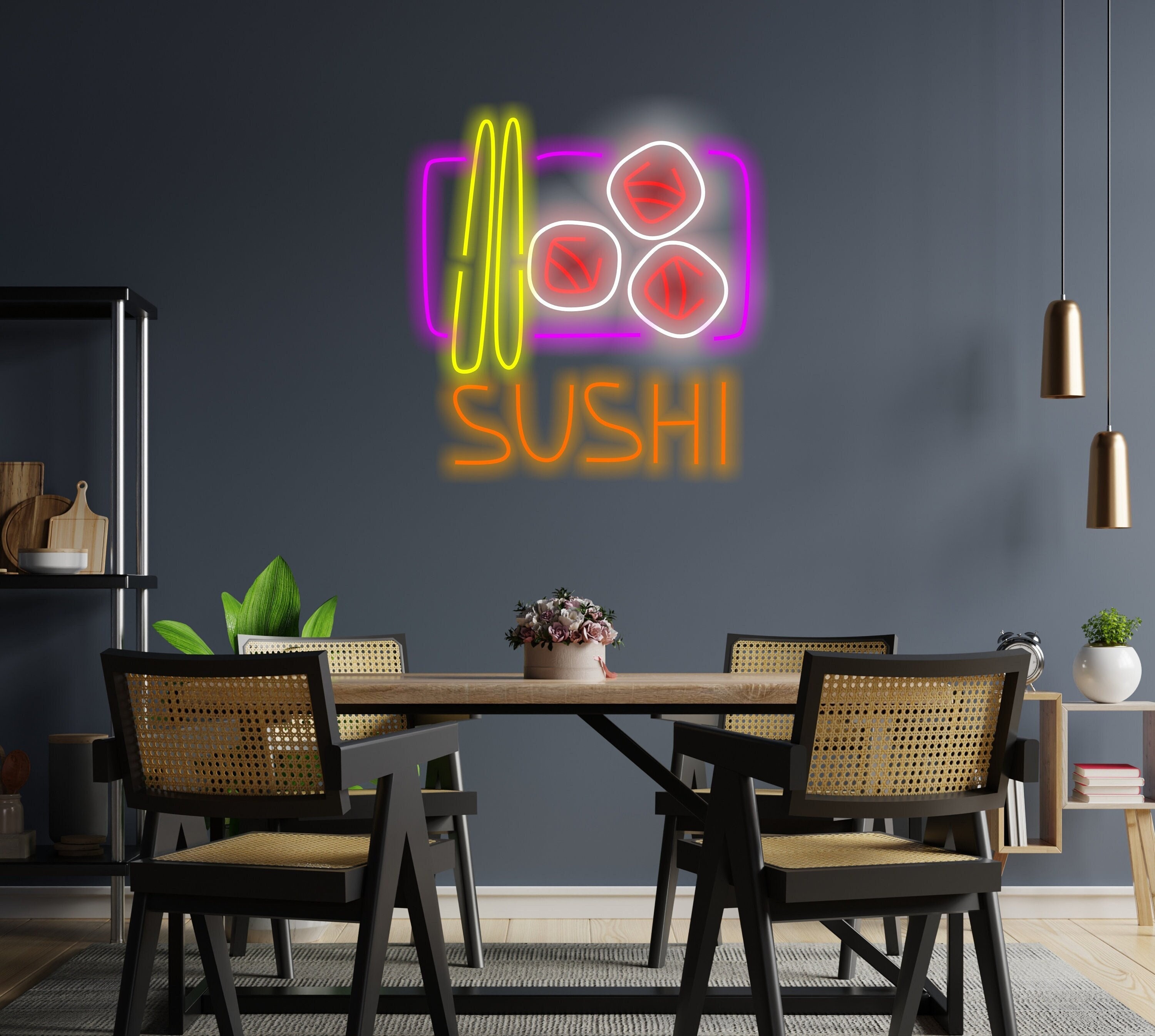 Sushi Neon Sign, Neon Sushi Bar Decor, Sushi Roll Neon Advertisement, Sushi Led Sign, Sushi Neon Art, Neon Sushi Roll Sign