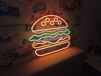 Burger Neon Sign, Cheeseburger Neon Sign, Personalized Neon, Light Up Letters, Kitchen Neon Sign