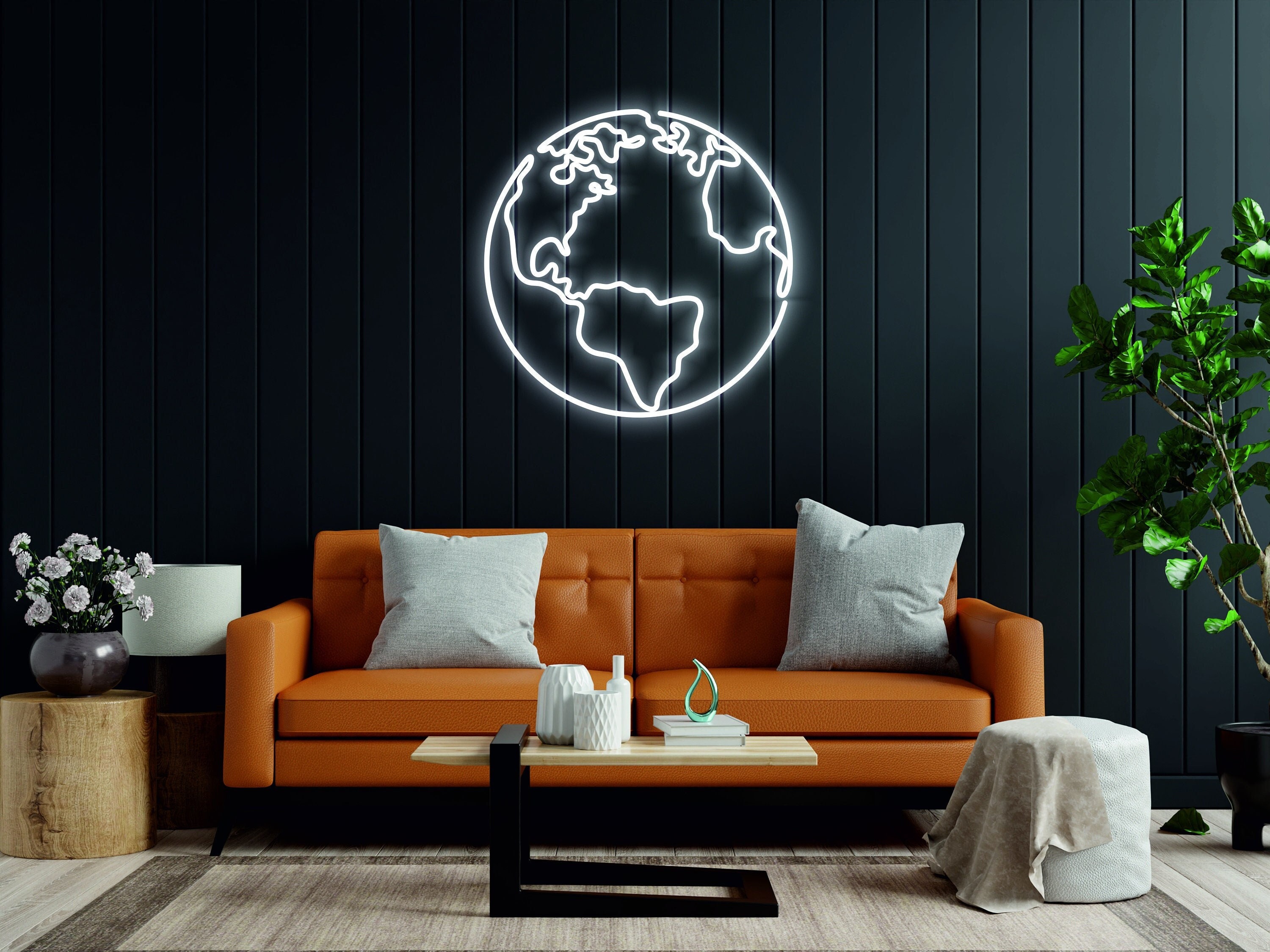 Planet Earth Neon Sign, Galaxy/Space Neon Signs Decor