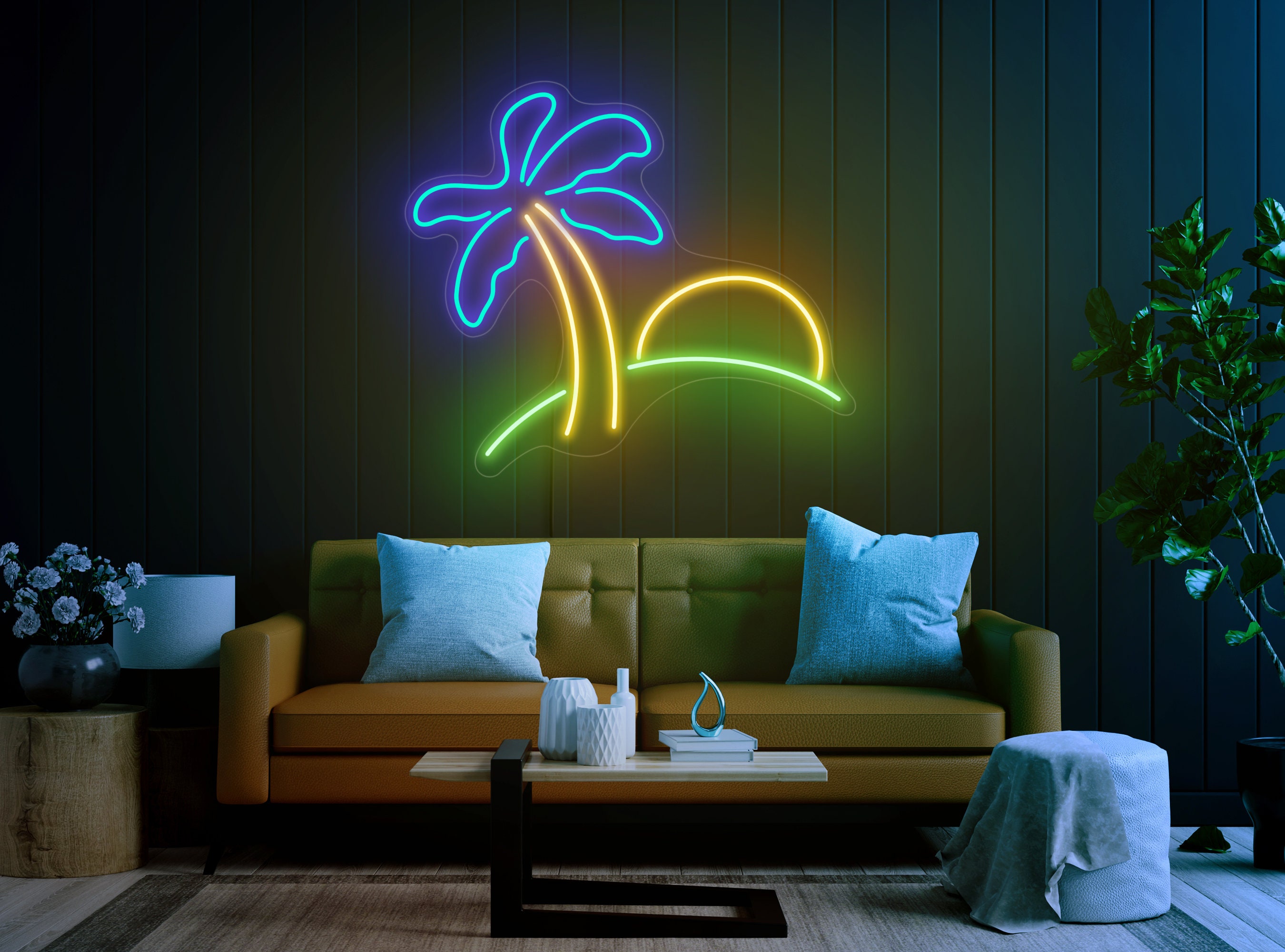 Palm Neon Sign, Palm Led Sign, Beach Neon Sign, Tropical Neon Sign, Sunset Neon Sign, Island Neon Sign, Palm Tree Neon, Tropical Wall Decor