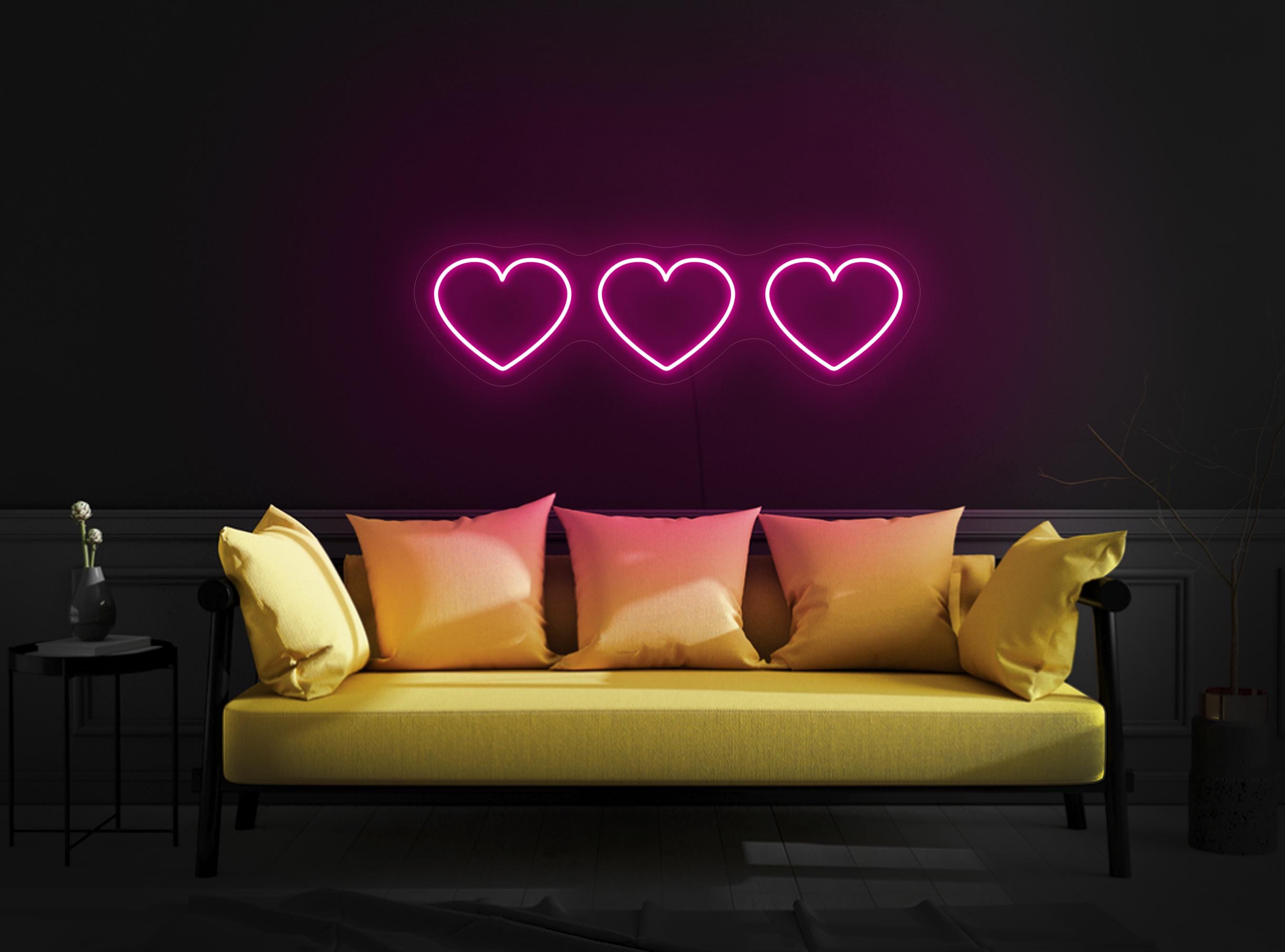 Heart Neon Sign, Hearts Led Sign, Love Neon Sign, Romantic Neon Sign, Neon Sign Bedroom Decor, Love Wall Art Decor, Heart Wall Art Decor