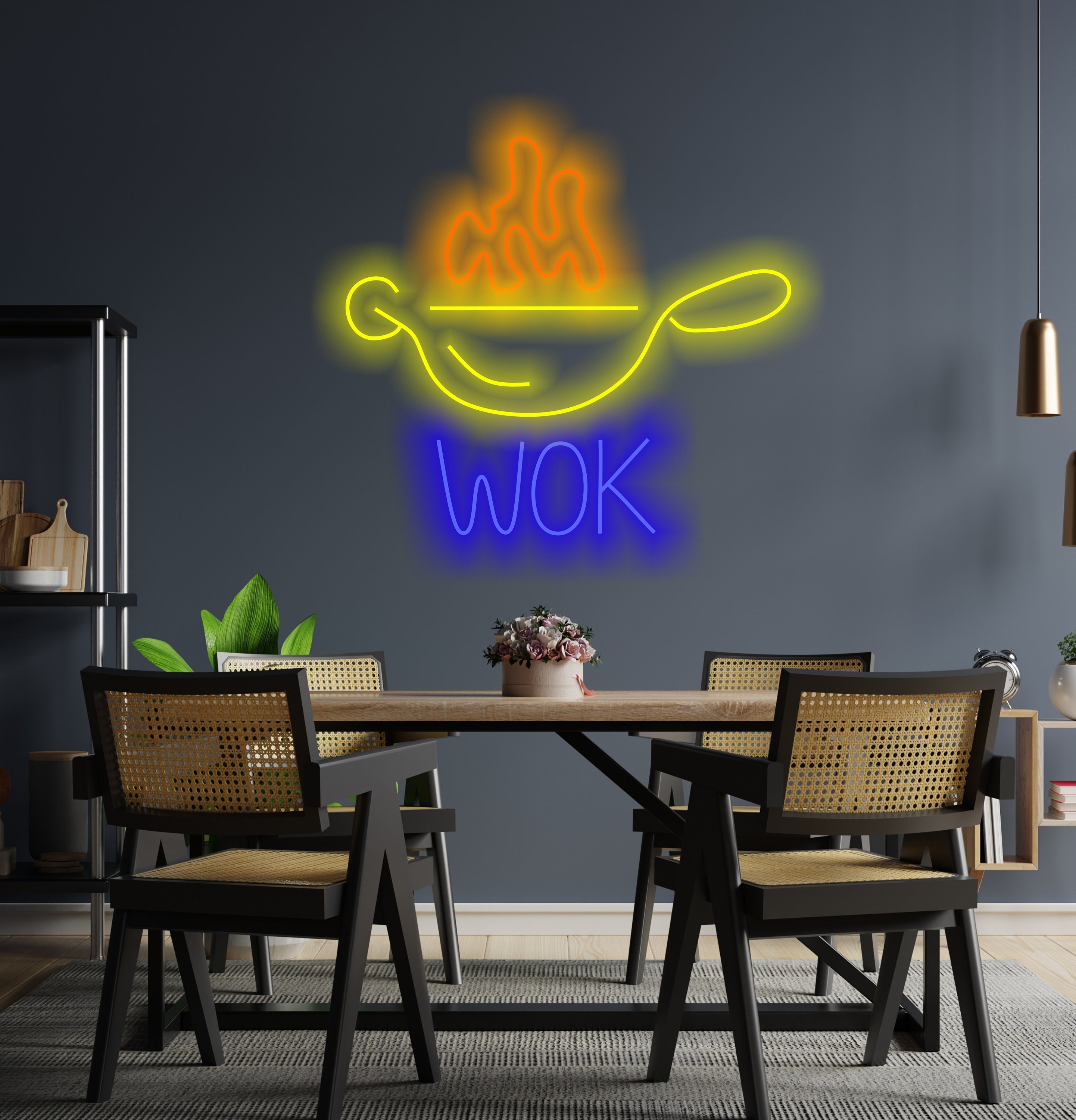 Neon Grill Pan Sign, Grill Neon Sign, Grill Menu Neon Sign, Frying Pan Neon Sign, Wok Menu Neon Sign, Street Food Neon Sign