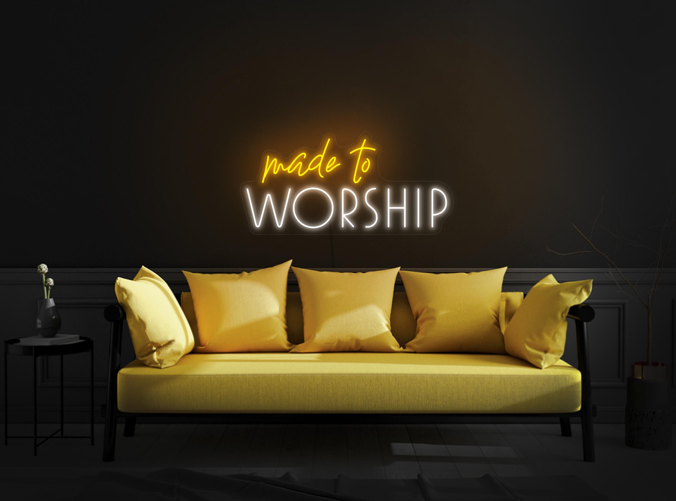 Made To Worship Neon Sign, Religious Neon Sign, Jesus Neon Sign, Christian Neon Sign, Faith Neon Sign, Religious Gift, Christian Art Decor