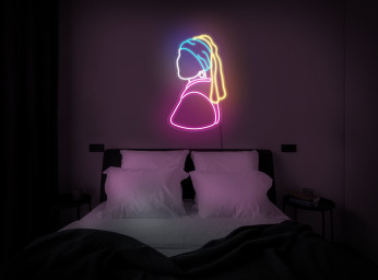 Girl With Pearl Earrings Neon Sign, Girl With Pearl Earrings Sign, Picture Neon, Vermeer Neon Sign, Girl Neon Sign, Girl With Pearl Decor