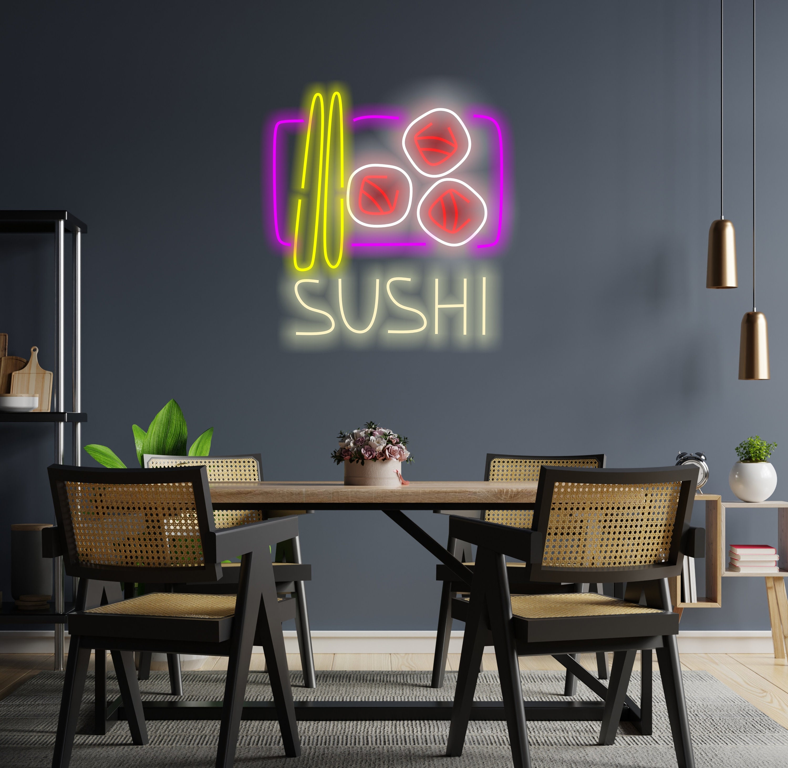 Sushi Neon Sign, Neon Sushi Bar Decor, Sushi Roll Neon Advertisement, Sushi Led Sign, Sushi Neon Art, Neon Sushi Roll Sign