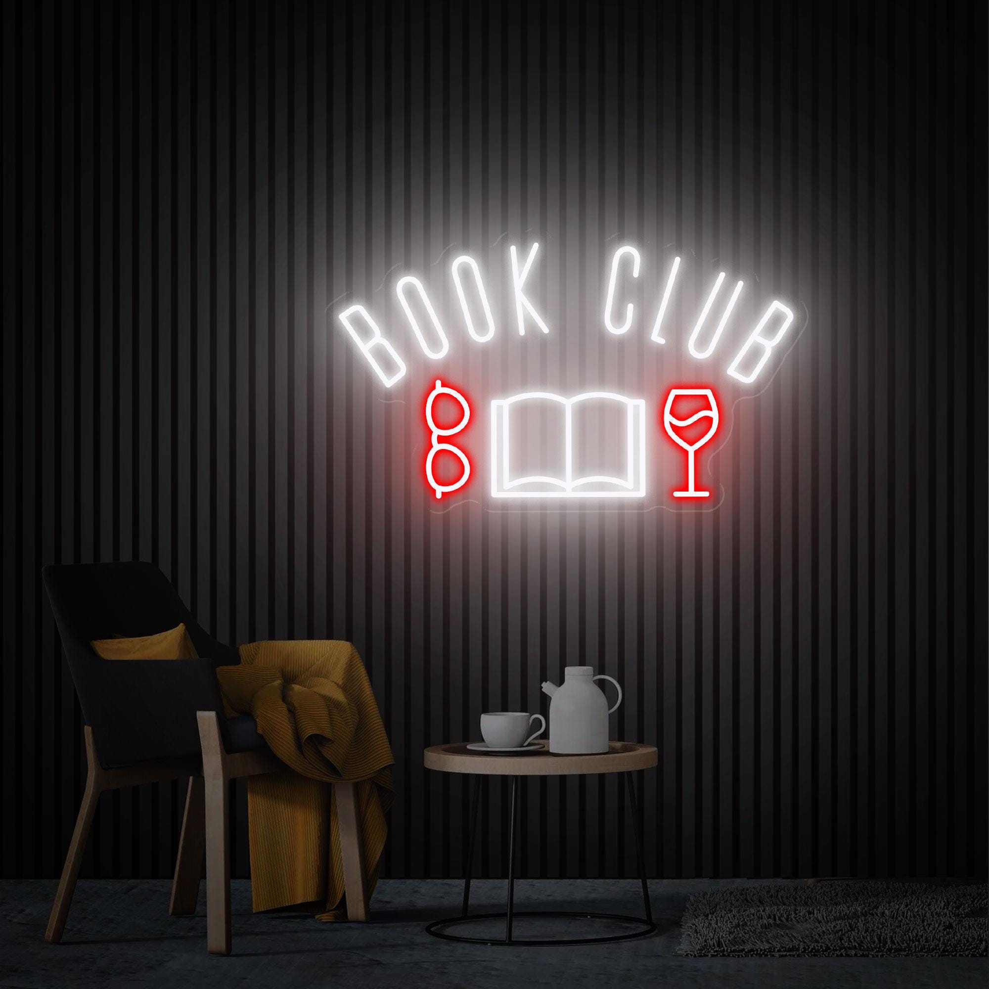Book Club Neon Sign, Custom LED Neon Sign For Party, Neon Light Dining Room Wall Decor Art, Housewarming Party Gift LED Light