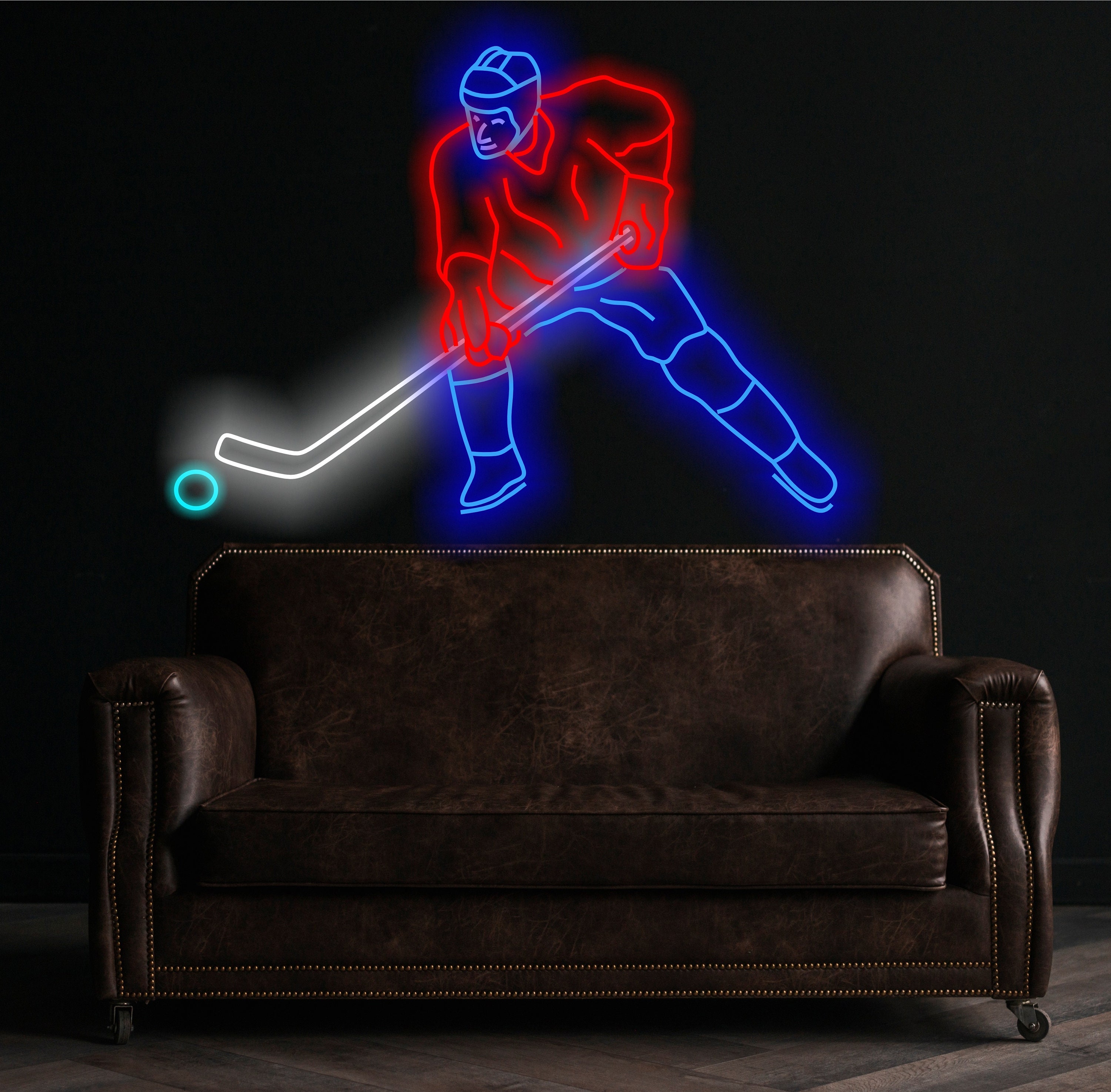 Hockey Player Neon Sign, Neon Ice Hockey Sign, Hockey Player Led Sign, Hockey Player Neon Light, Hockey Player Neon Decor, Neon Hockey Wall