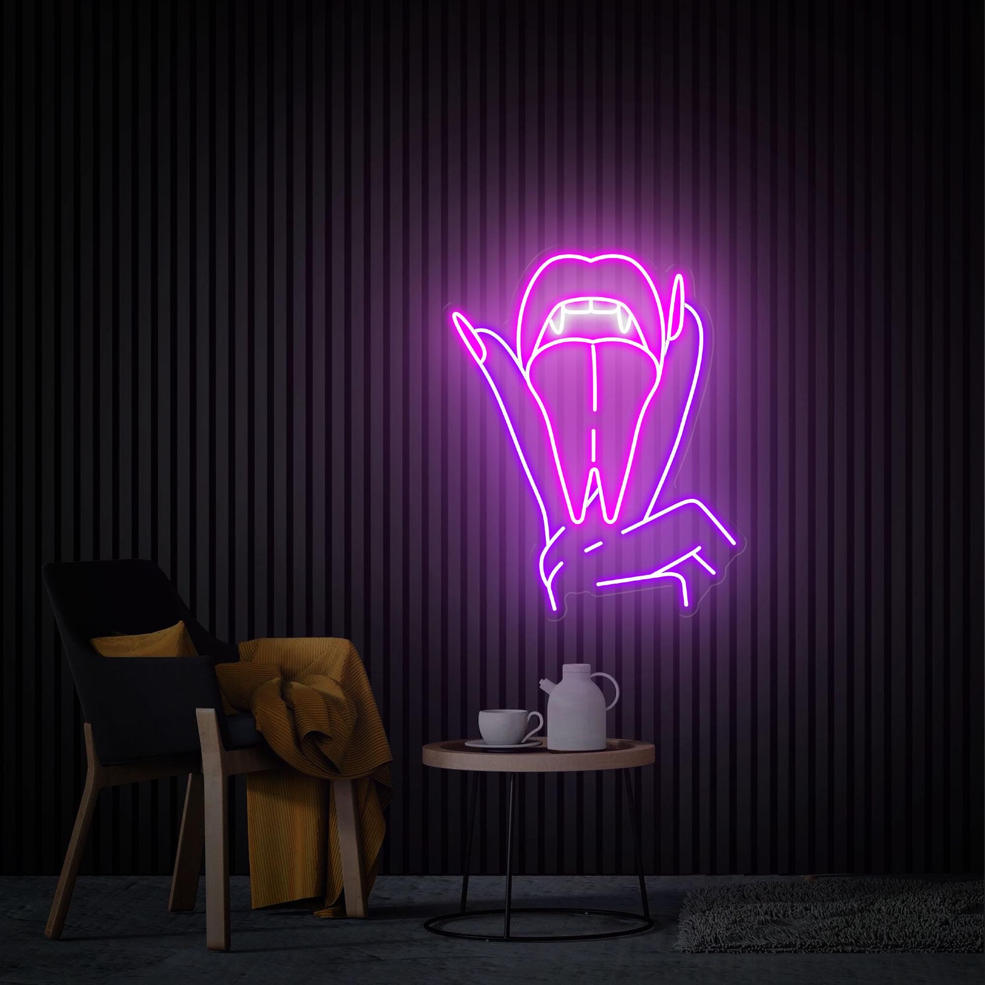 Lips & Tongue Neon Sign, Custom Neon Sign, Wall Decor Tongue Wall Art, Mouth Wall Decor, Lips Wall Decor Bedroom Neon Sign Personalized Gift