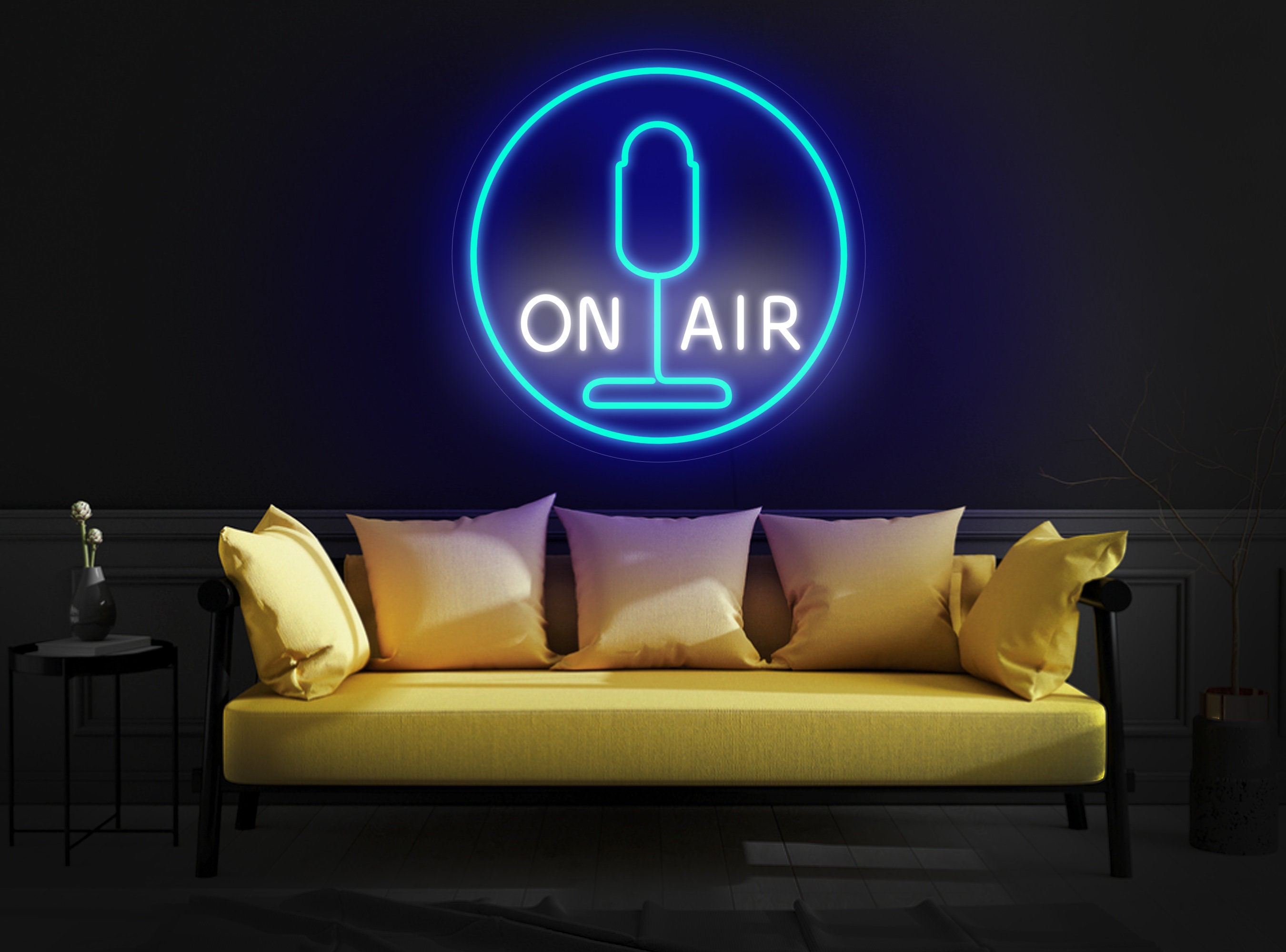 On Air Neon Sign, On Air Led Sign, Microphone Neon Sign, Vintage On Air Sign, Recording Studio Sign, Music Neon Sign, On Air Wall Art Decor
