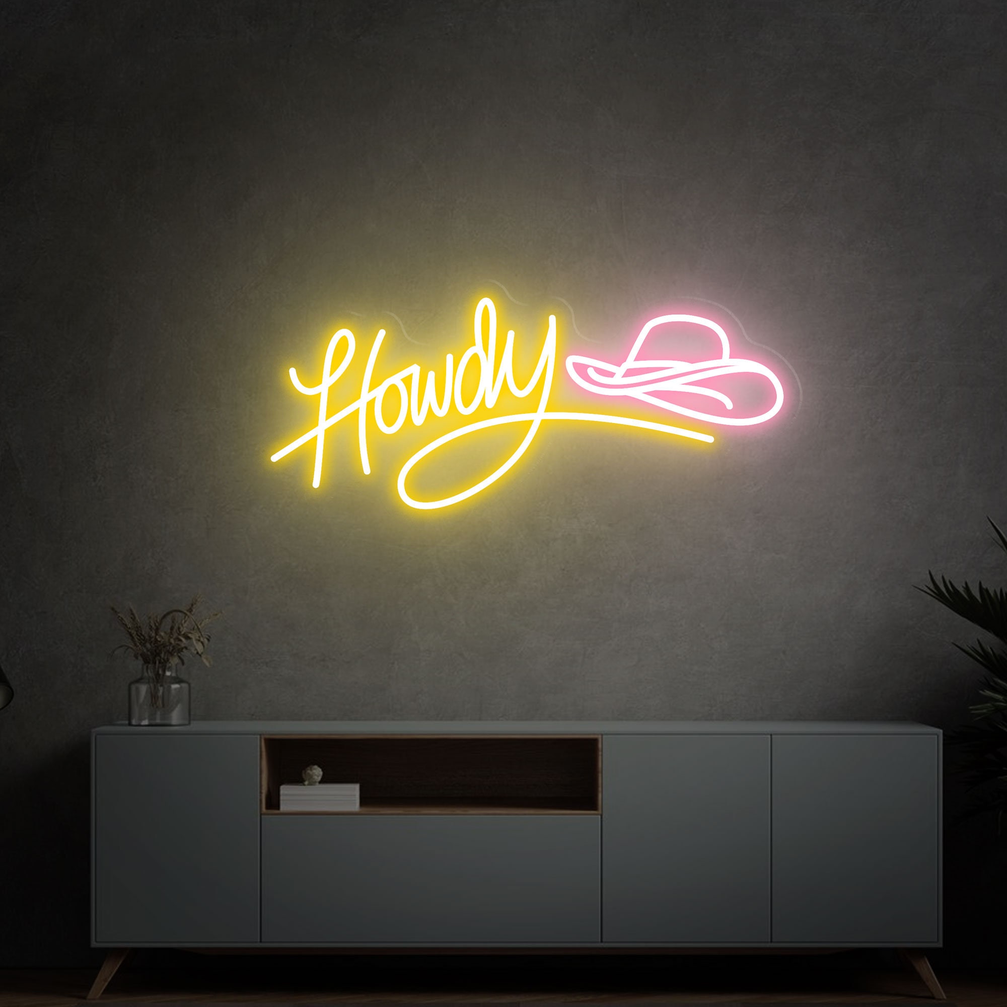 Howdy Neon Sign, Led Cowboy Hat Sign, Western Led Sign, North American Greeting Neon Light, Light Up Cowboy Party Decor Signs