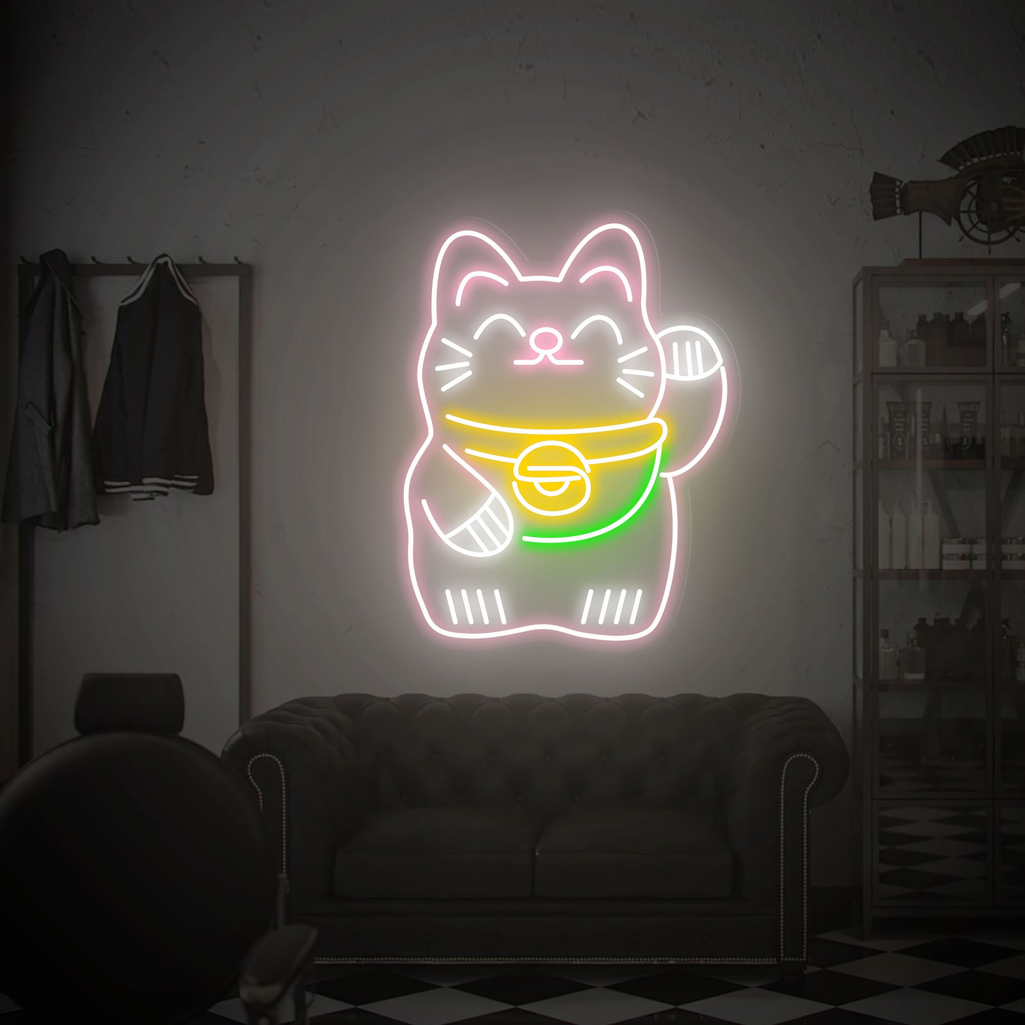 Lucky Cat Neon Sign, Lucky Cat Kitty, Maneki Neko Neon Sign, Anime Neon Sign, Custom Neon Sign, Neon Sign for Business
