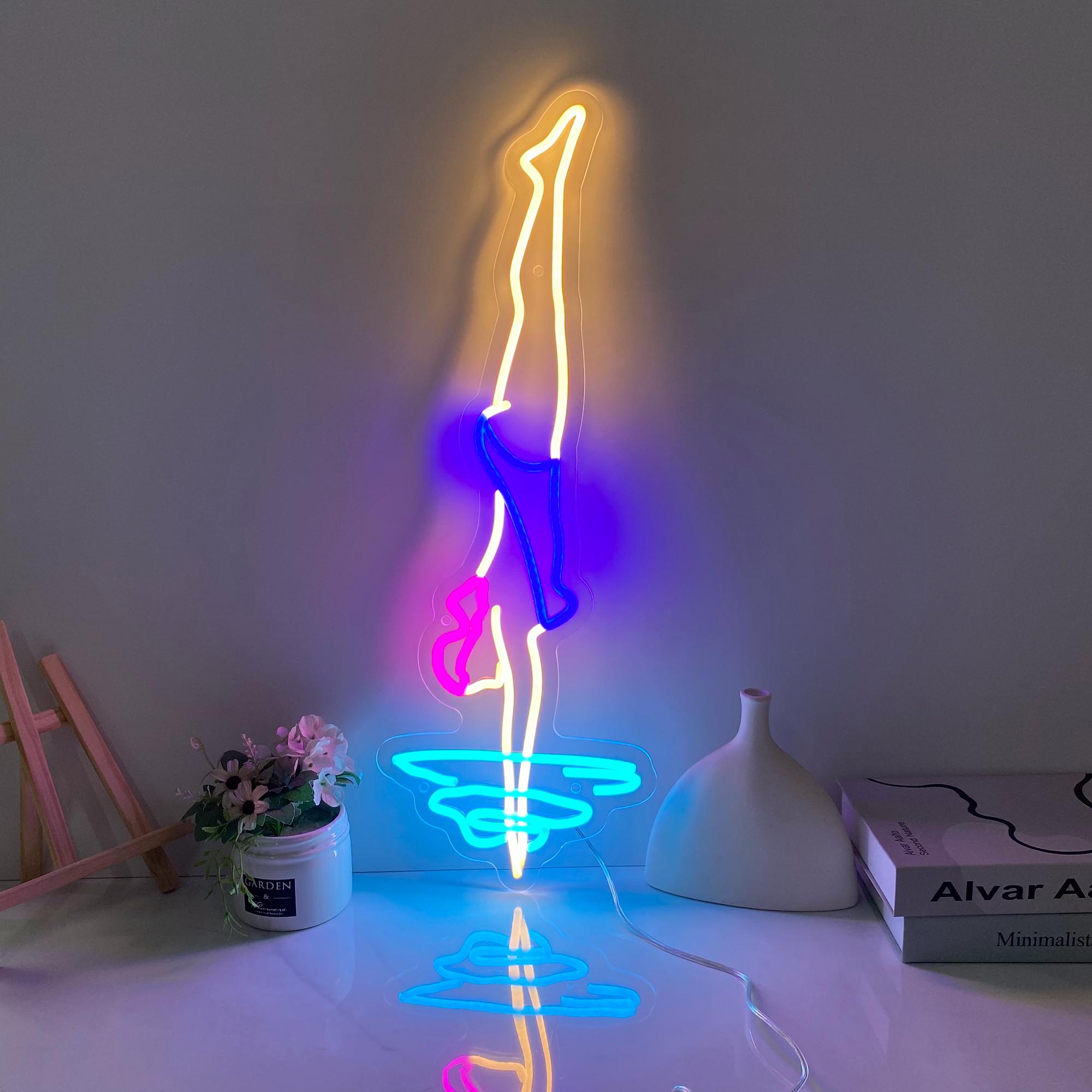 Diving Lady Neon Sign, Diving Lover Gift, Neon Wall Art, Bedroom Neon Sign, Custom Neon Sign Swimming Pool Decor, Personalized Gifts for Her