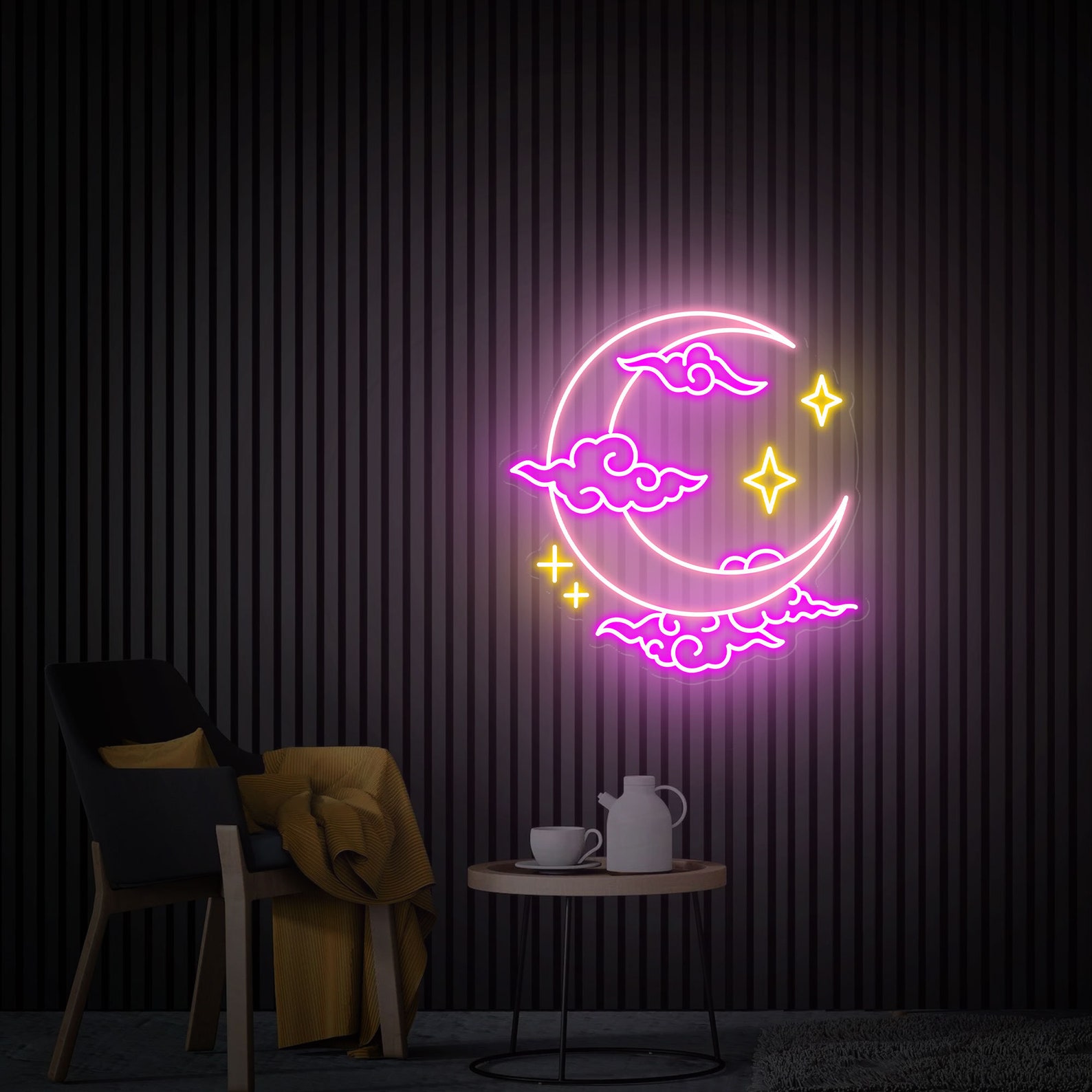 Moon Cloud Star Neon Sign, Neon Sign Art, Handmade Neon Gifts, Bedroom Neon Sign, Moon Led Wall Light, Custom Neon Light Sign