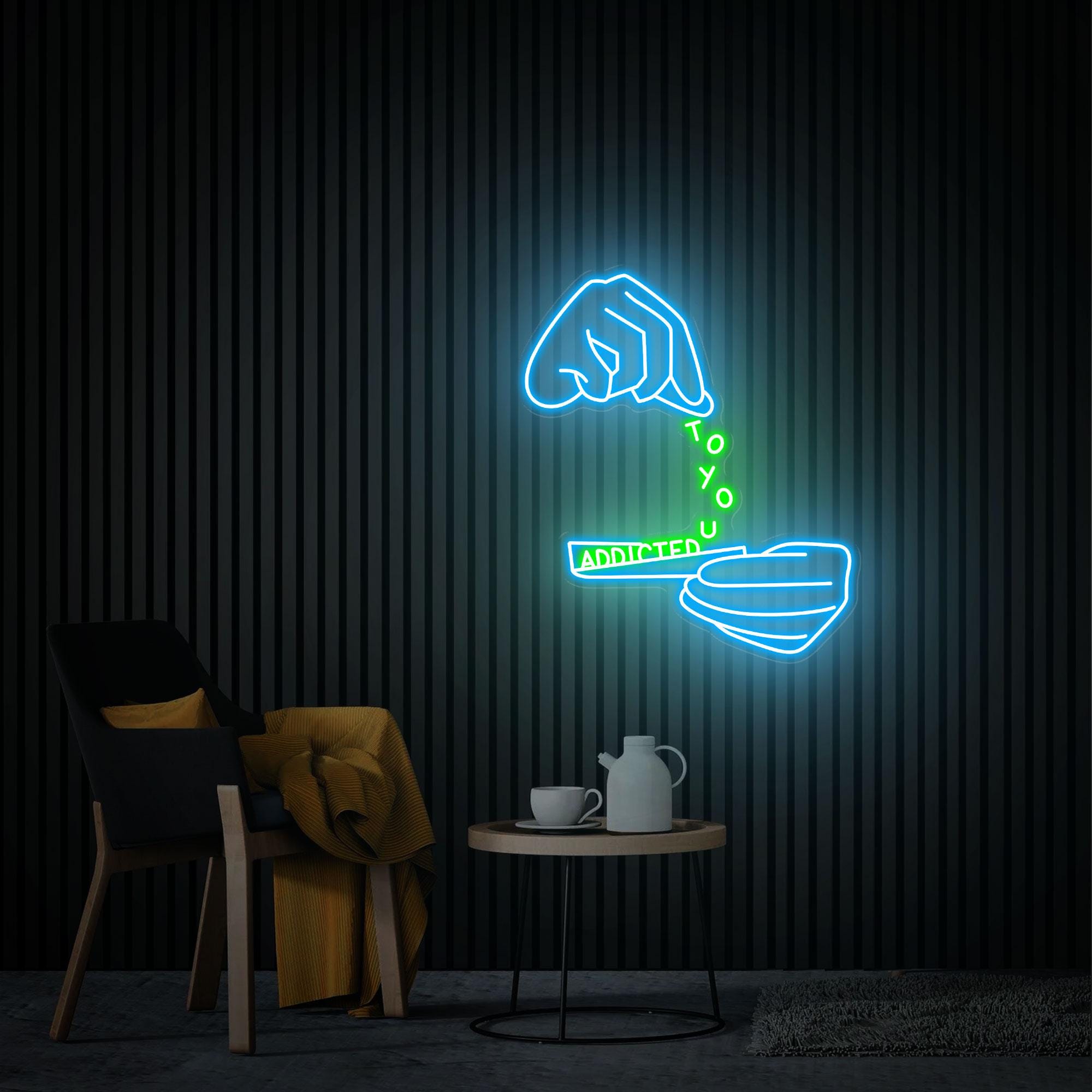 Addicted to You Neon Sign, Hand Led Light Sign, Custom Neon Sign, Home Room Decor, Personalized Gifts, Neon Wall Sign Art