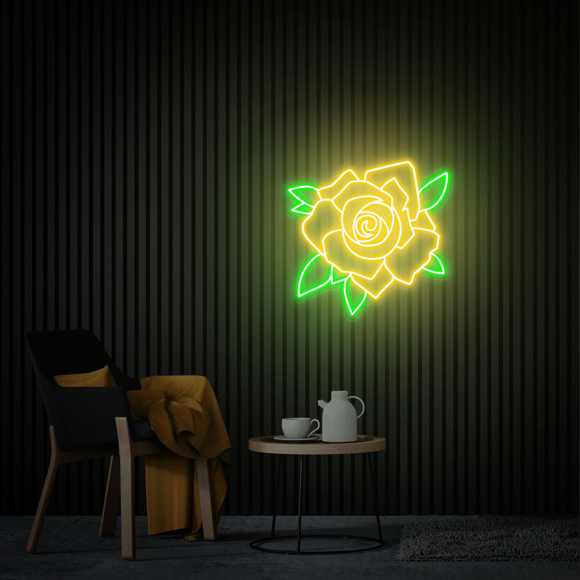 Rose Neon Sign, Flower Neon Sign, Custom Led  Light Sign for Bedroom Home Wall Decor, Flower Shop Decor Neon Art, Personalized Gift for Her