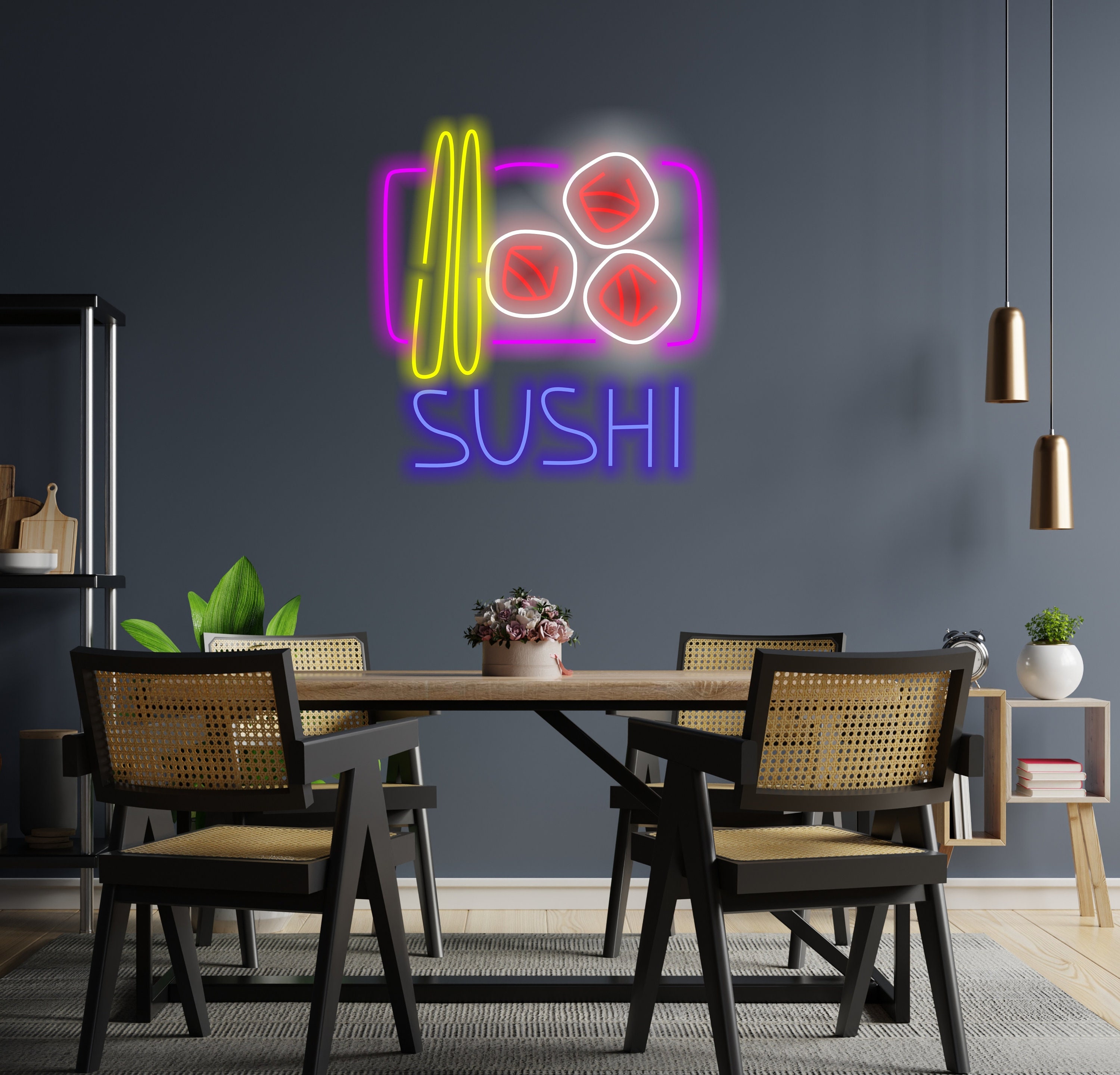 Sushi Neon Sign, Neon Sushi Bar Decor, Sushi Roll Neon Advertisement, Sushi Led Sign, Sushi Neon Art, Neon Sushi Roll Sign