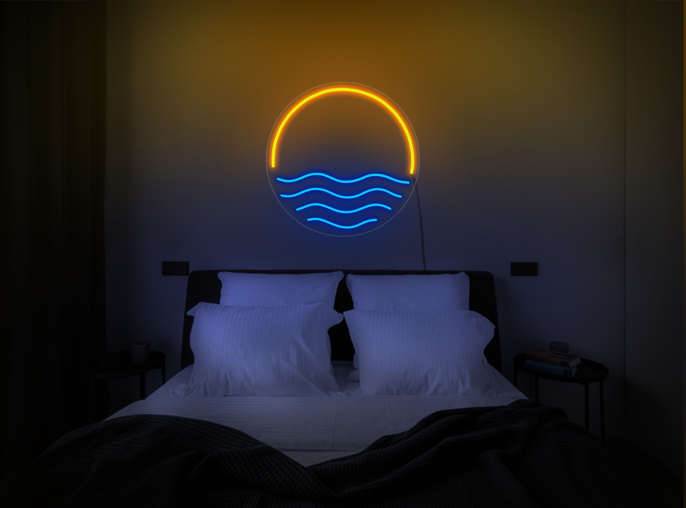 Sunset Neon Light, Sunset Light Sign, Retrowave Sign, Vaporwave Neon Sign, Ocean Neon Sign, Sun Neon Sign, Waves Neon Sign, Sunset Art Decor