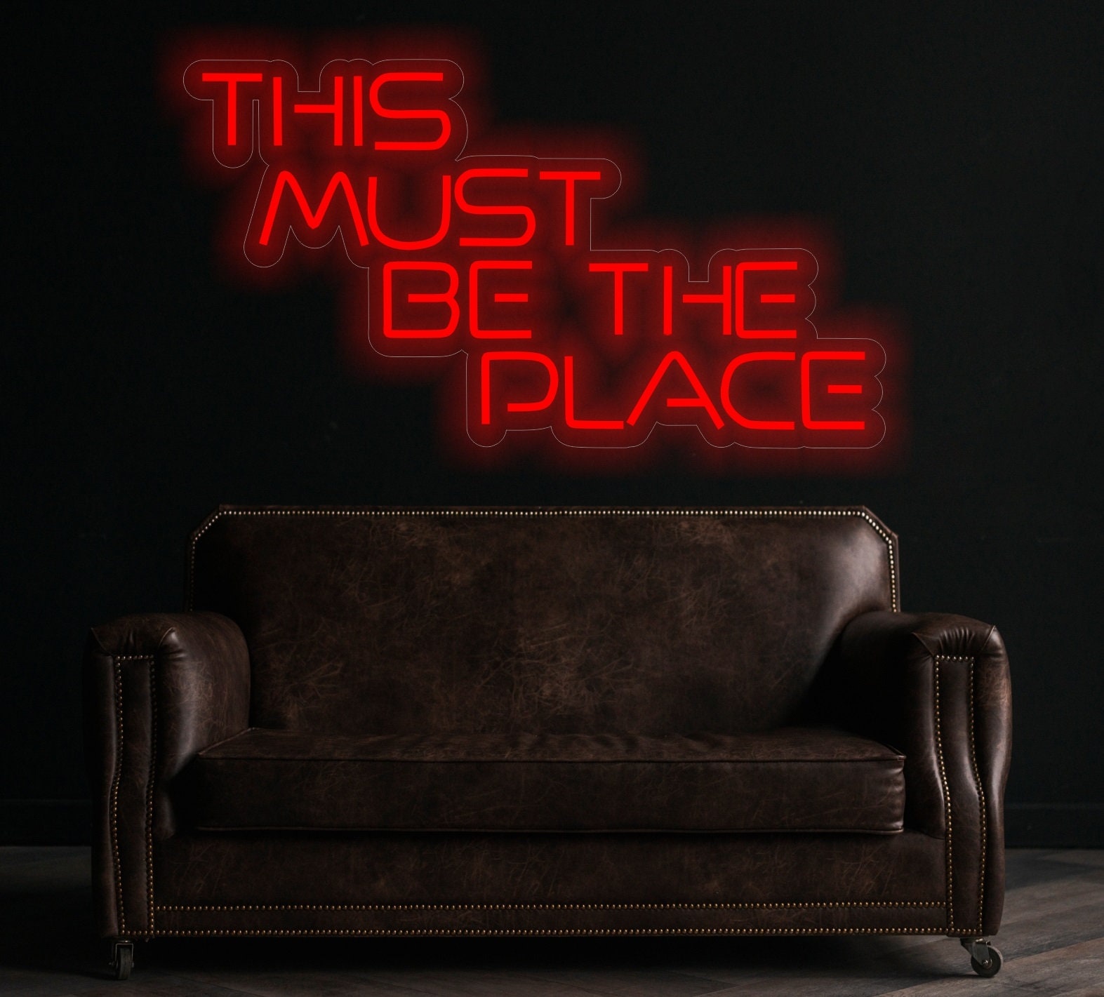Neon Sign This Must Be The Place, Neon Sign Quote This Must Be The Place, Motivational Quote Neon Sign, Neon Sign Decor, Neon Sign Art
