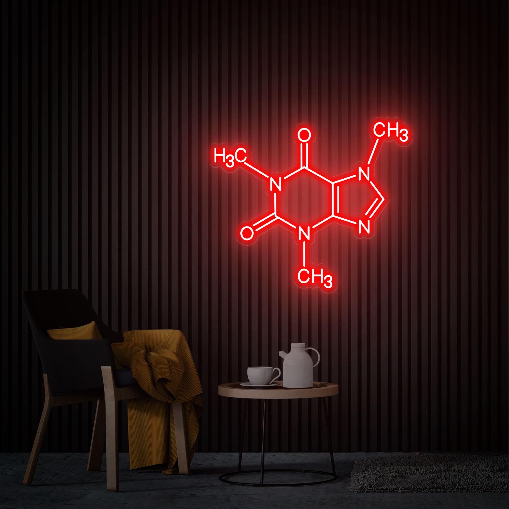Caffeine Molecule Neon Sign, Caffeine Wall Art, Caffeine Wall Decor, Molecule Neon Light Custom Logo Sign, Coffee Neon Sign Home Cafe Decor