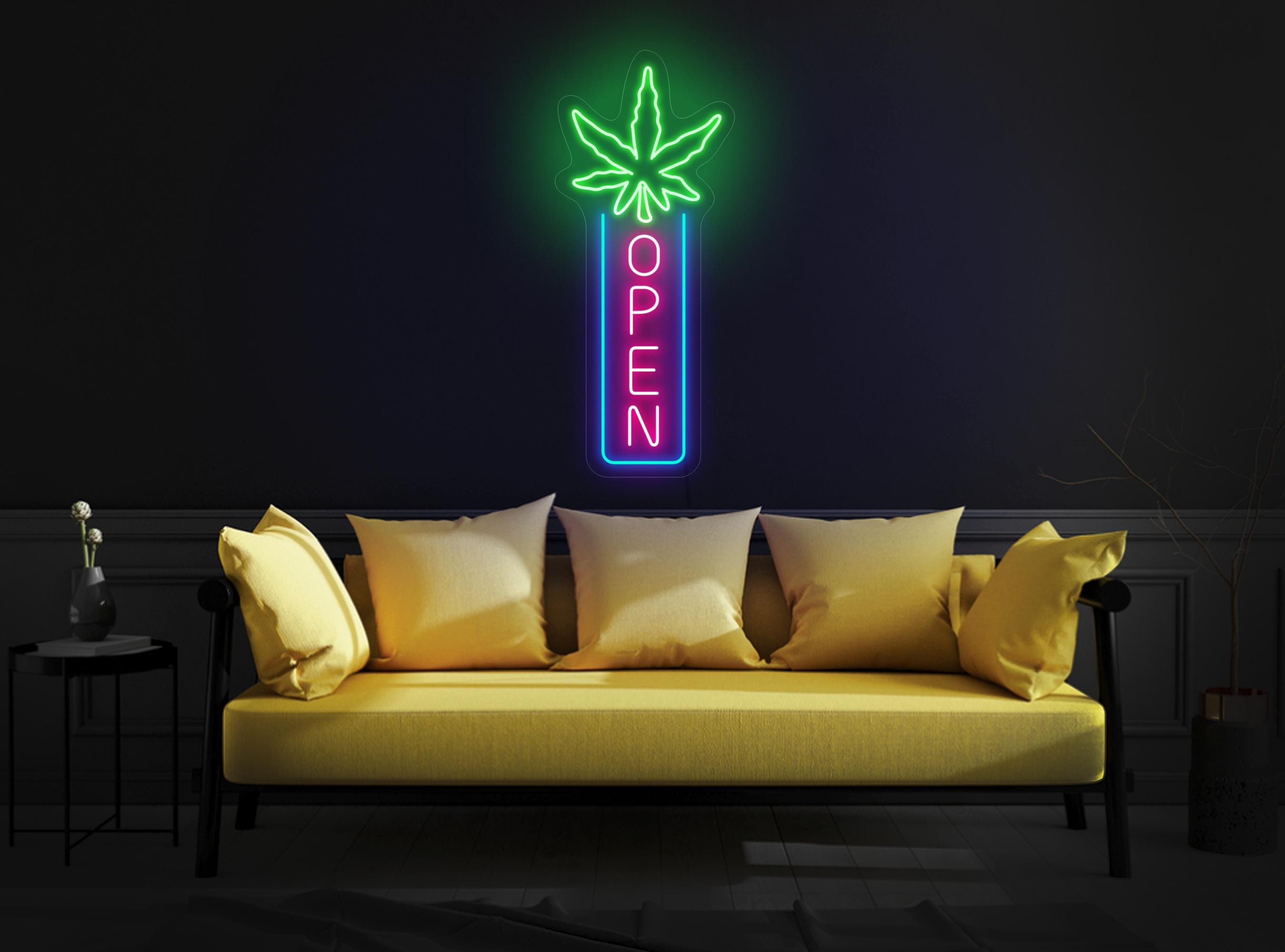 Cannabis Vertical Open Neon Sign, Marijuana Neon Sign, Weed Open Led Sign, Marijuana Shop Neon Sign, Cannabis Art Decor, Marijuana Art Decor