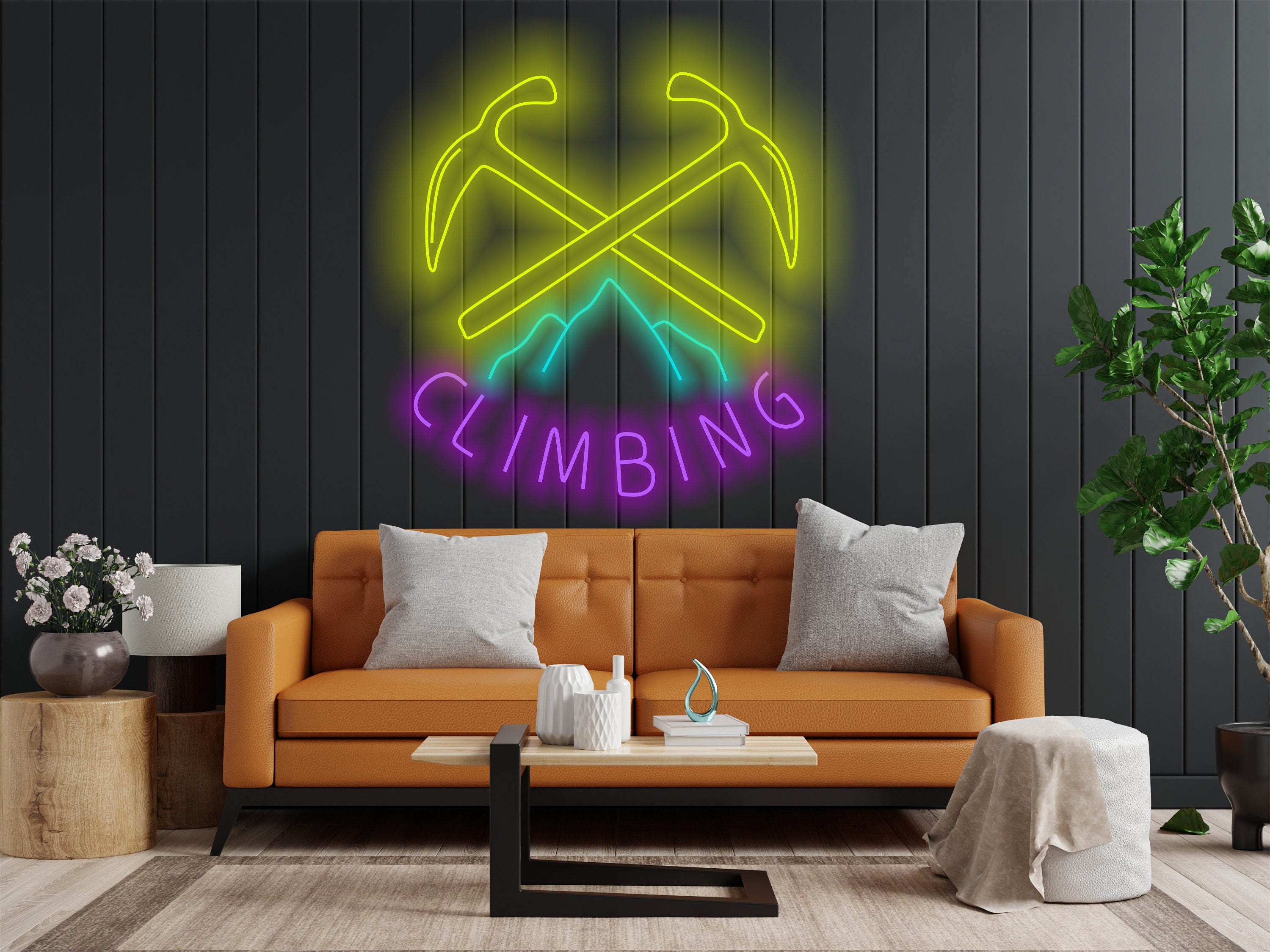 Сlimbing Logo Neon Sign, Neon Sign For Rock Climbers, Neon Light For Climbing Enthusiasts, Climber's Neon Sign, Neon For Rock Climbing Fans