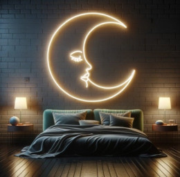 Moon With Face Neon Sign, Moon Neon Light Sign, Moon Neon Light, Neon Wall Art, Handmade Neon Sign, Bedroom Neon Sign