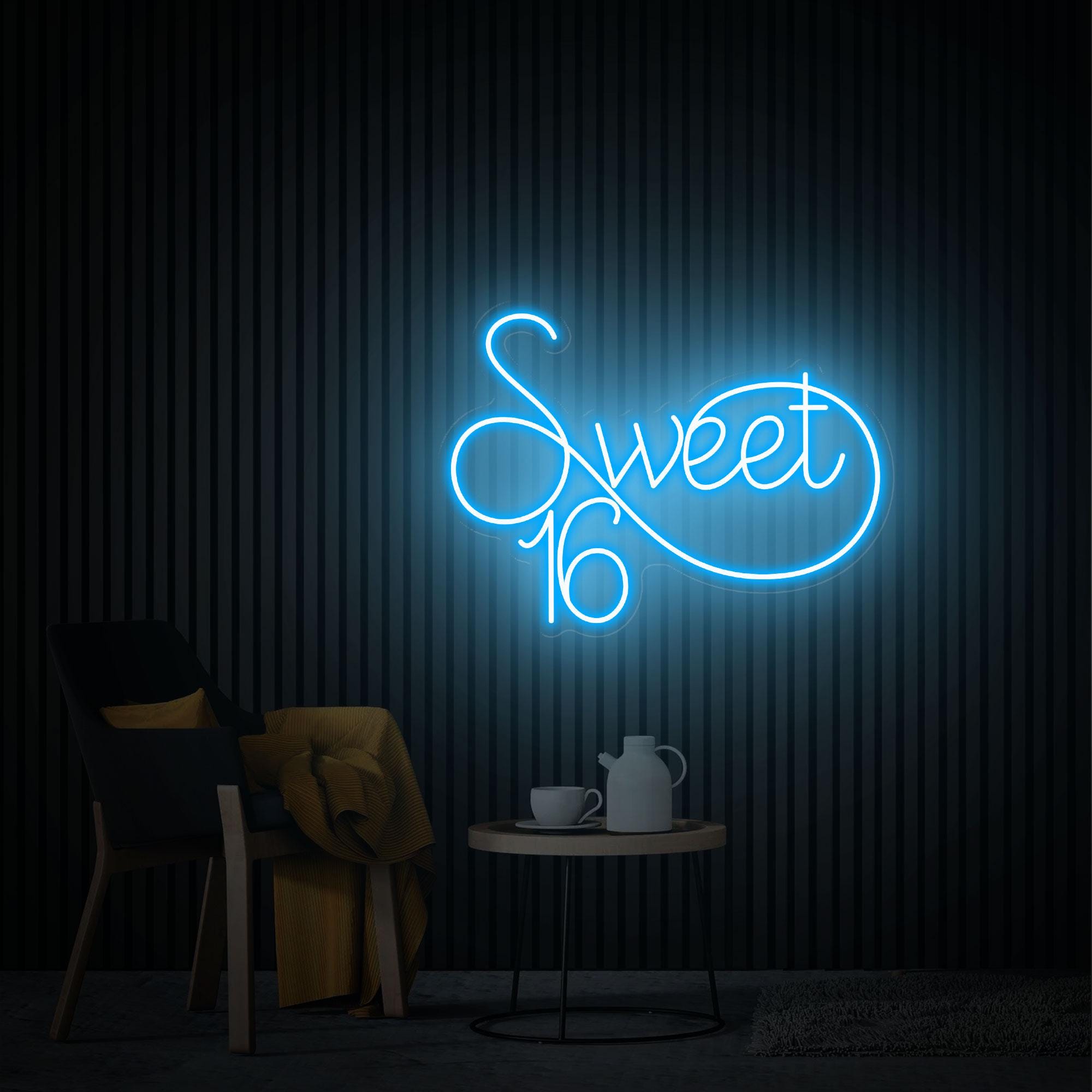 Sweet 16 Neon Sign, Custom Your 16th Birthday Led Neon Sign, Birthday Party Decor Best Friend Birthday Gifts for Her Sweet Sixteen Party Art