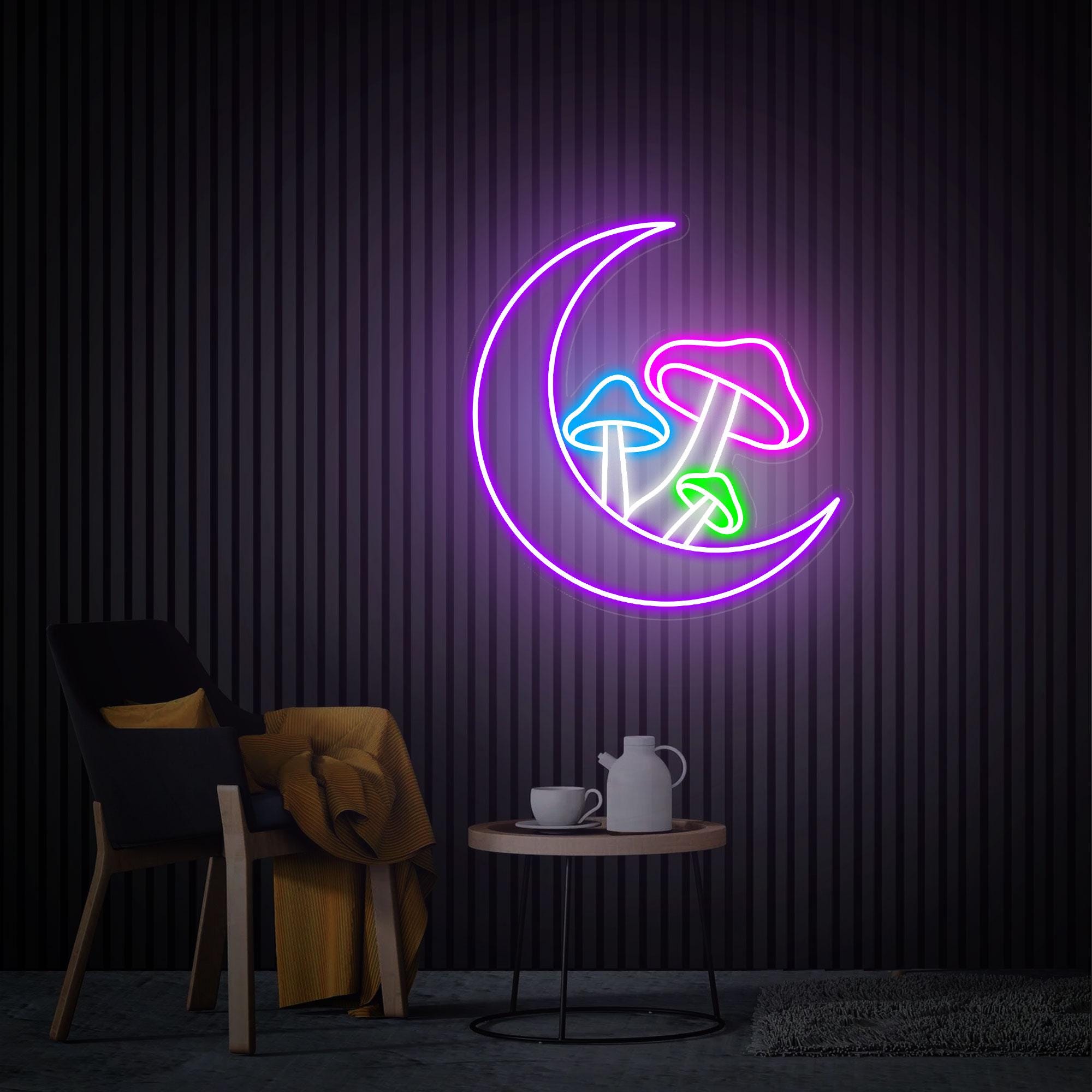 Moon Mushroom Neon Sign, Moon Phase Mushroom Neon Light, Custom Mushroom Neon Sign, Neon Wall Art Gift, Kids Room Decor Personalized Gifts