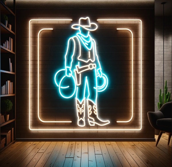 Cowboy Neon Sign, Neon Cowboy Sign, Cowboy Hat Neon Sign, Western Neon Sign, Custom Cowboy Neon Sign, Rodeo Neon Sign, Wild West Neon Sign