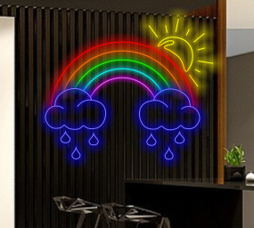 Rainbow Neon Sign, Cloud Neon Sign, Rain Neon Sign, Cloud And Rainbow Neon Sign, Decor Handmade Neon Sign, Kids Room Decor, Children Sign