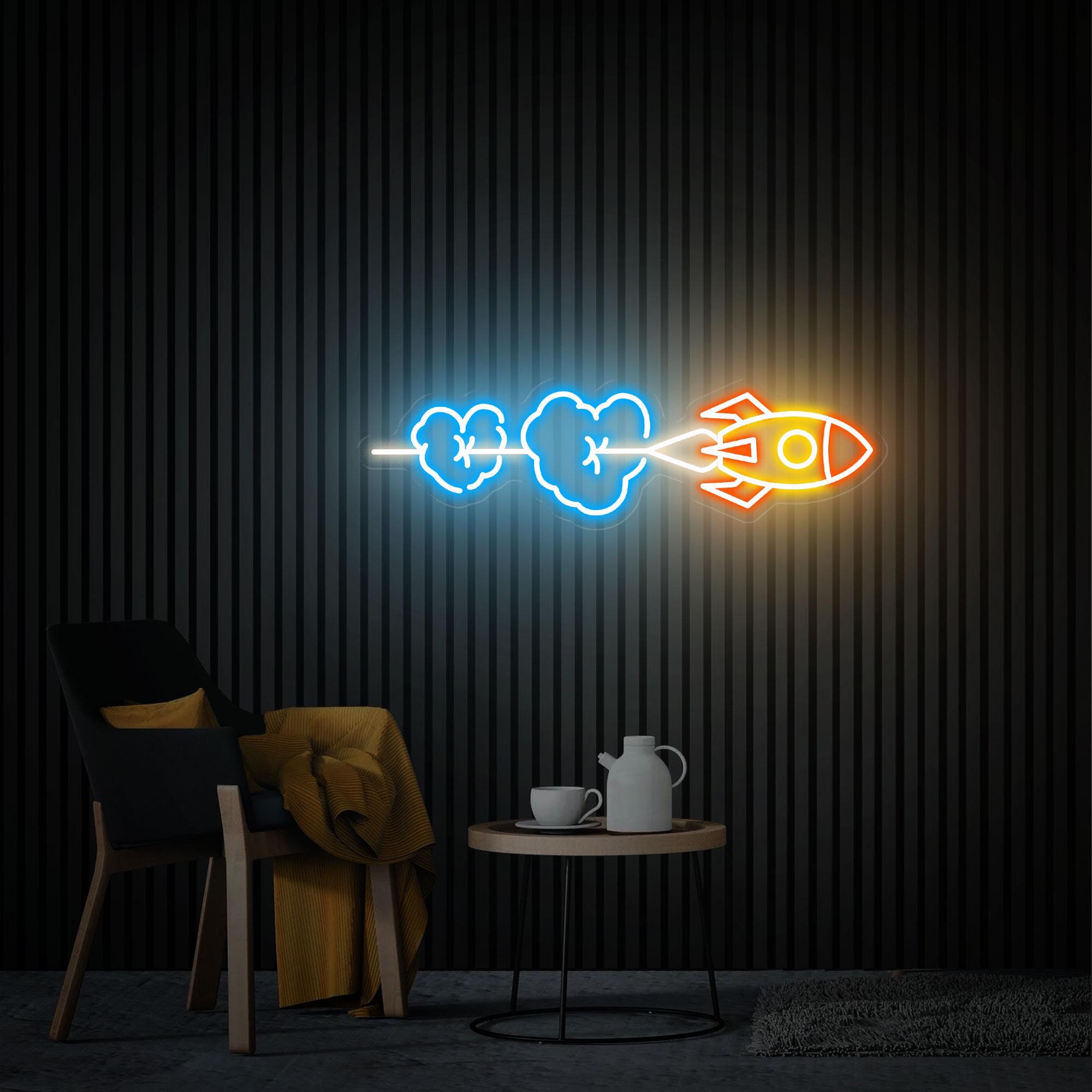 Rocket Neon Sign, Rocket Wall Art, Custom Neon Sign, Bedroom Neon Sign, Rocket Lover Gift, Gift For Kid, ocket Led Light Christmas Gifts