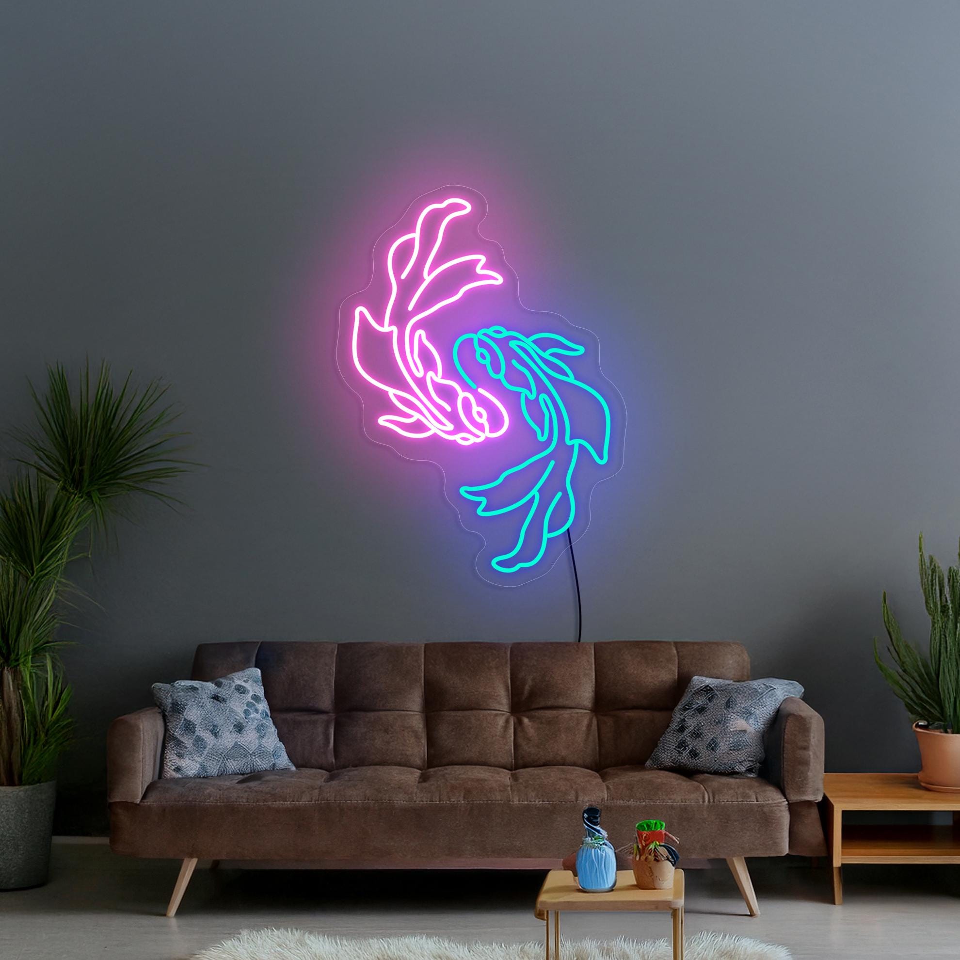 Koi Fish Neon Sign, Japan Neon Sign, Fish Led Sign, Kanji Sign, Japanese Fish Neon Sign, Japanese Wall Art Decor, Koi Fish Wall Art Decor