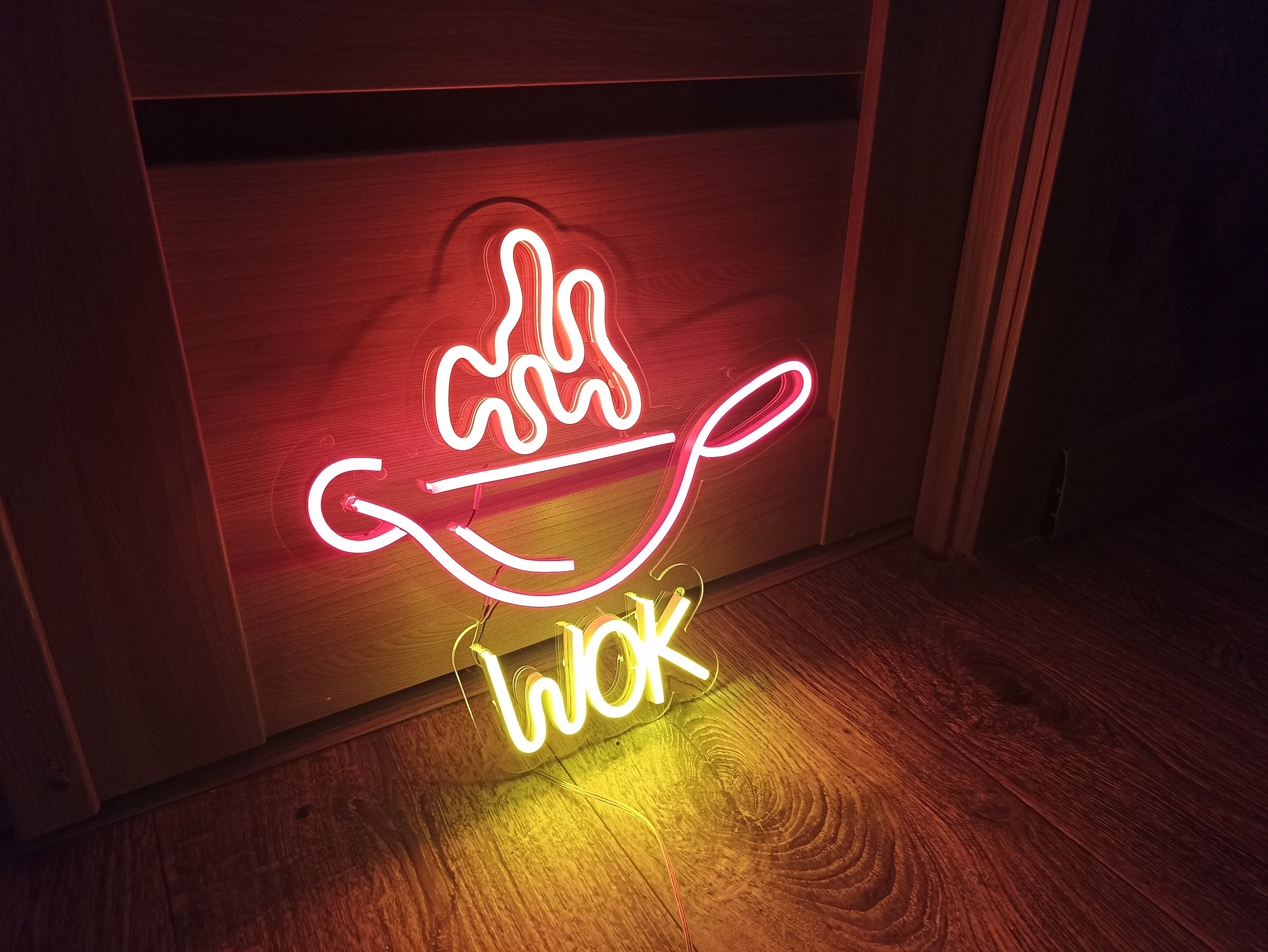 Neon Grill Pan Sign, Grill Neon Sign, Grill Menu Neon Sign, Frying Pan Neon Sign, Wok Menu Neon Sign, Street Food Neon Sign