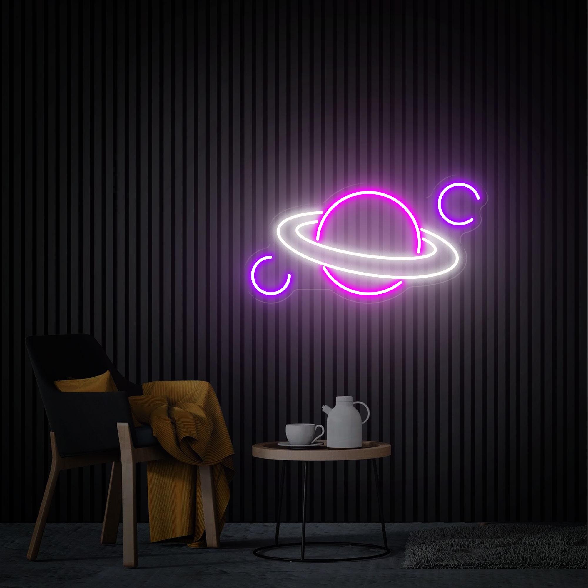 Planet Saturn Neon Sign Custom Planet Neon Sign Neon Wall Art Bedroom Decor Personalized Gift for Kids Custom Light Kids Room Office Decor