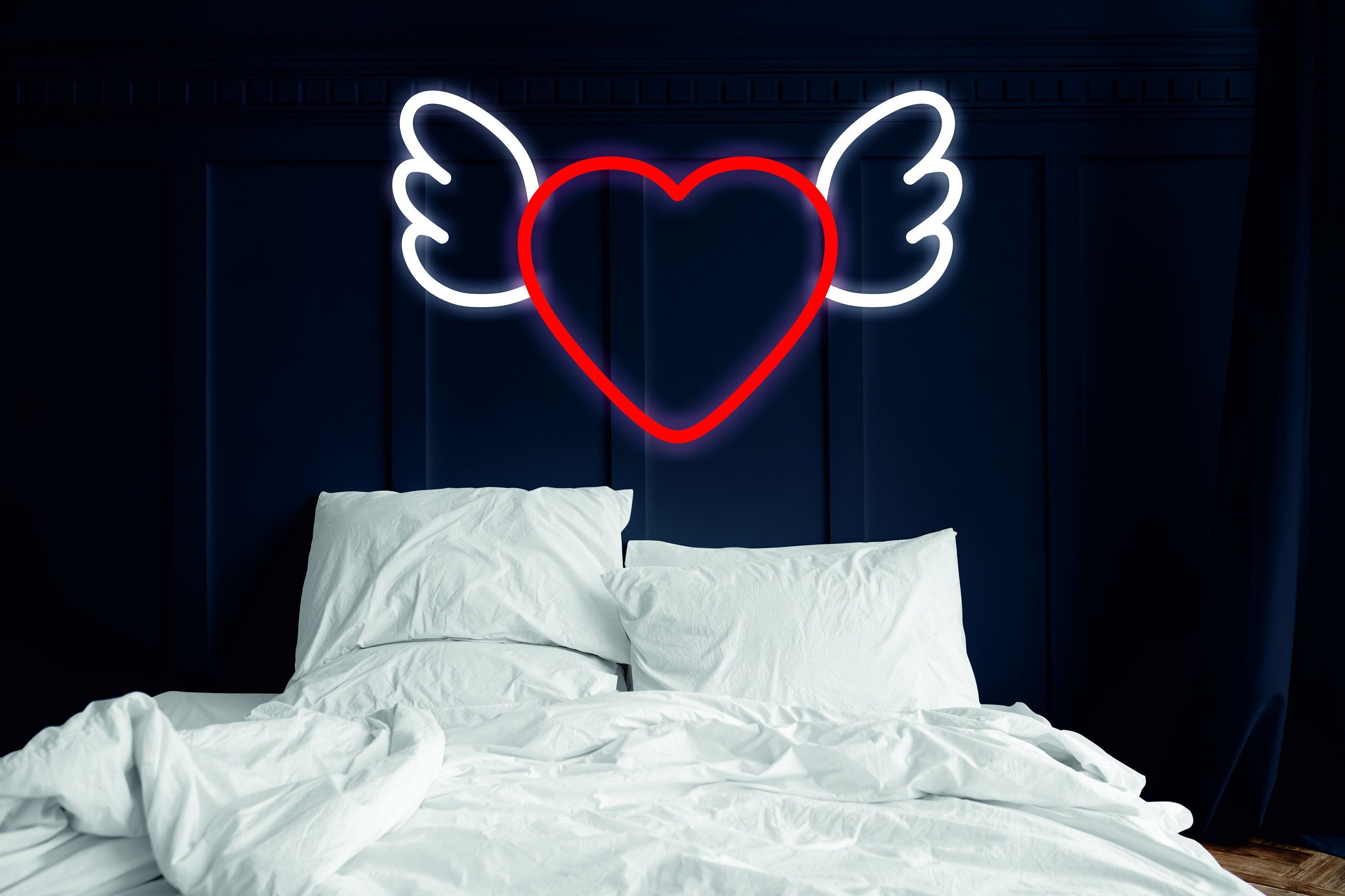 Heart With Wings Neon Sign, Lover Gift Neon Sign, Gift For Her Neon Sign