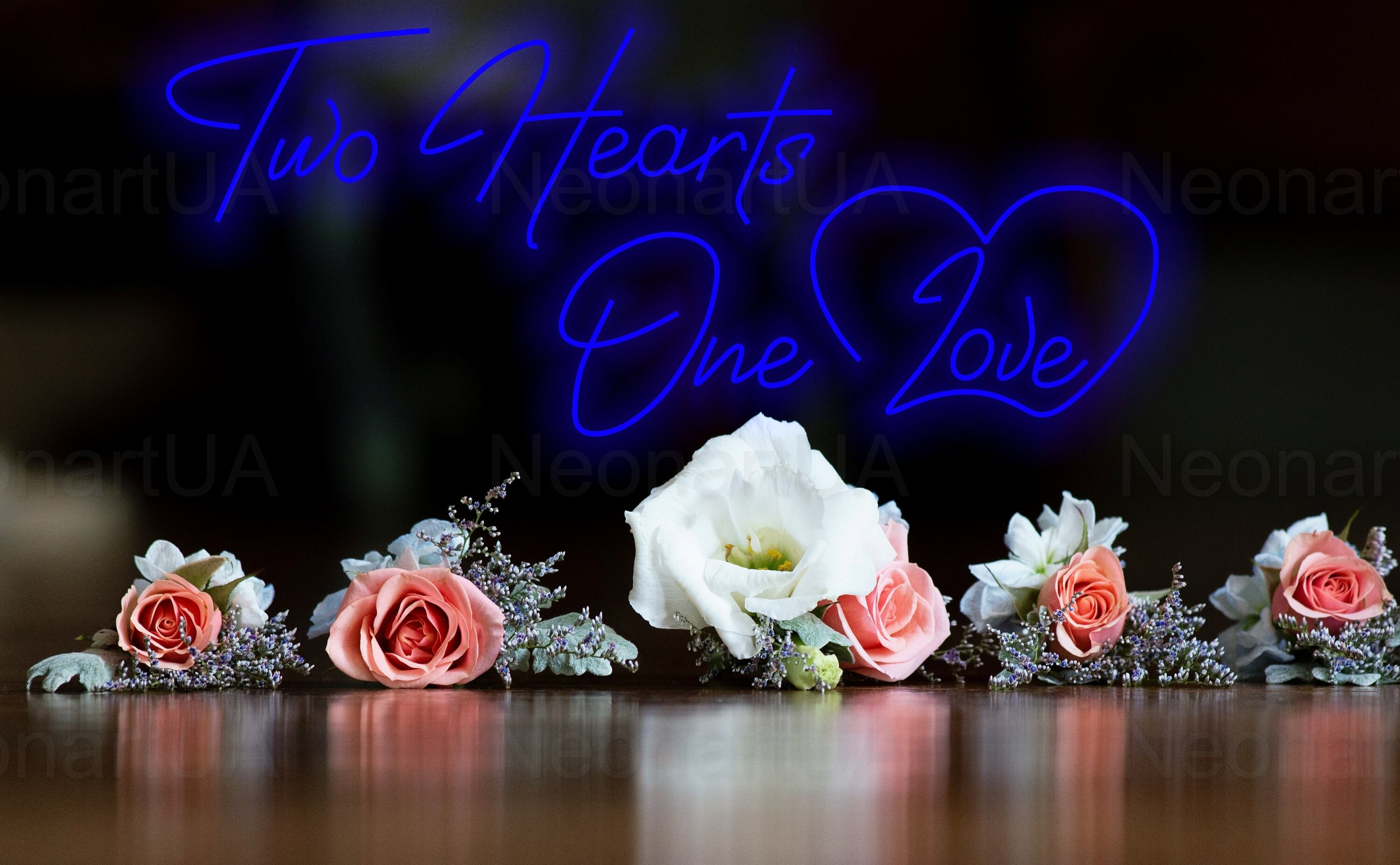 Two Heart One Love Non Sign, Wedding Custom Neon Sign, Wedding Decor Sign, Wall Decor, Quotes From Neon Sign, Wedding Light Sign, Custom