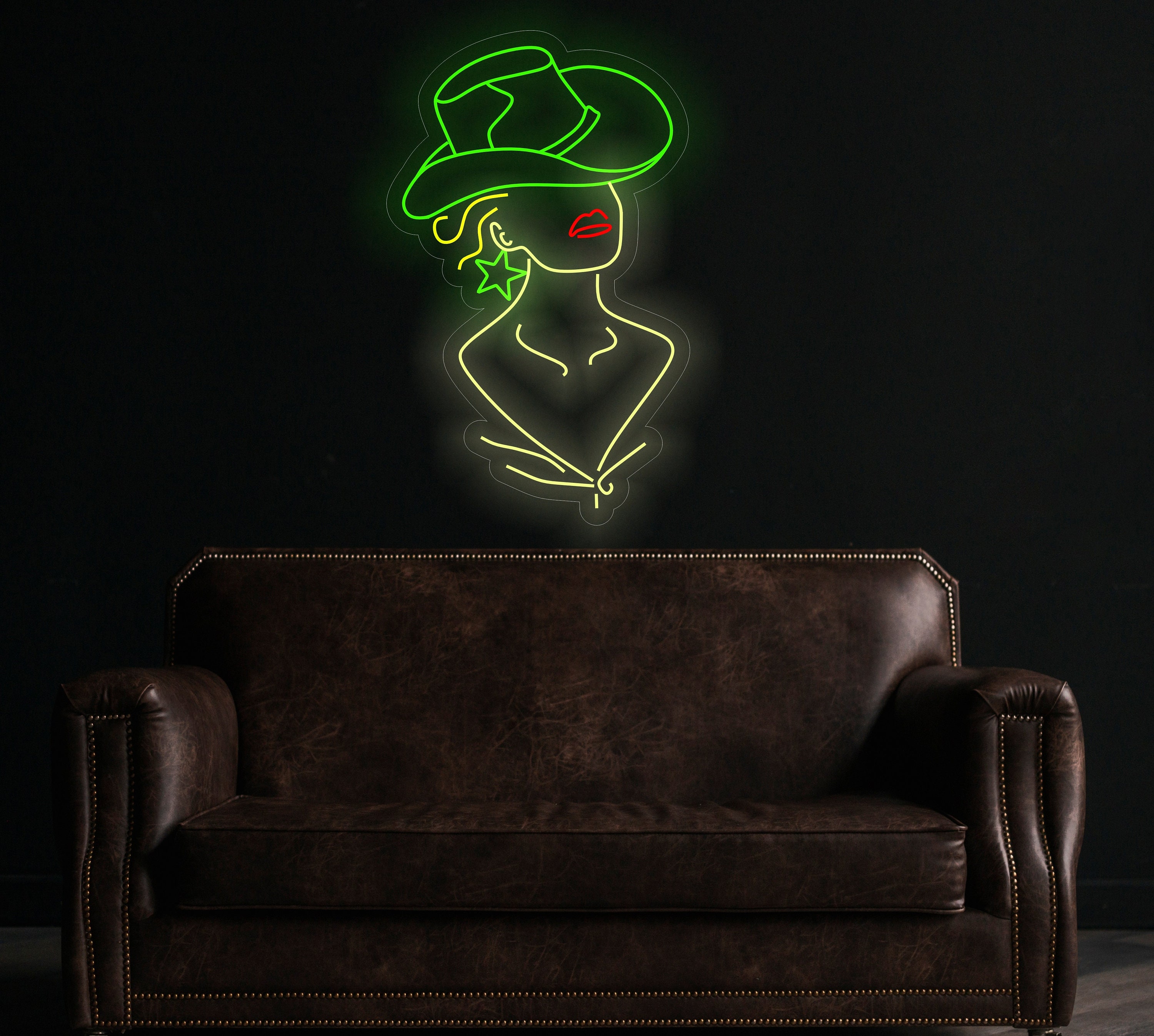 Cowgirl Neon Sign, Custom Western Decor, Woman In A Cowboy Hat Led Neon Light, Girl In A Cowboy Hat Led Neon Light, Western Wall Decor