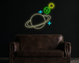 Planet Led Neon Sign, Saturn Planet Neon Sign, Planet Galaxy Neon Signs, Space Led Neon Sign, Custom Saturn Led Decor