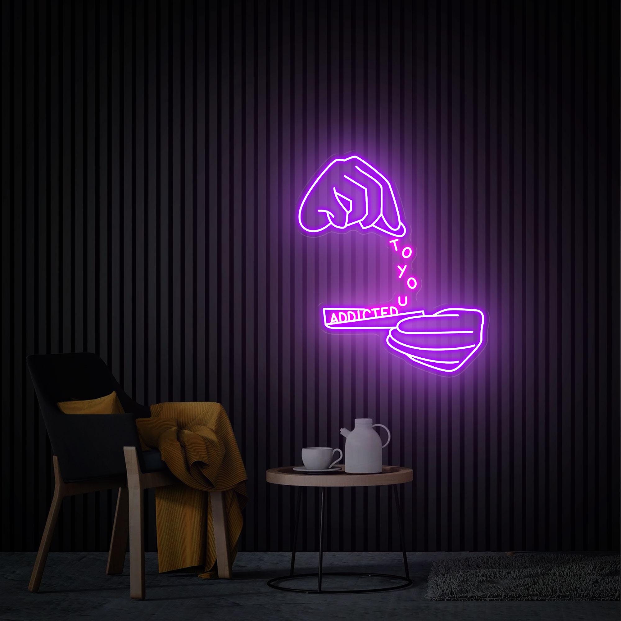 Addicted to You Neon Sign, Hand Led Light Sign, Custom Neon Sign, Home Room Decor, Personalized Gifts, Neon Wall Sign Art