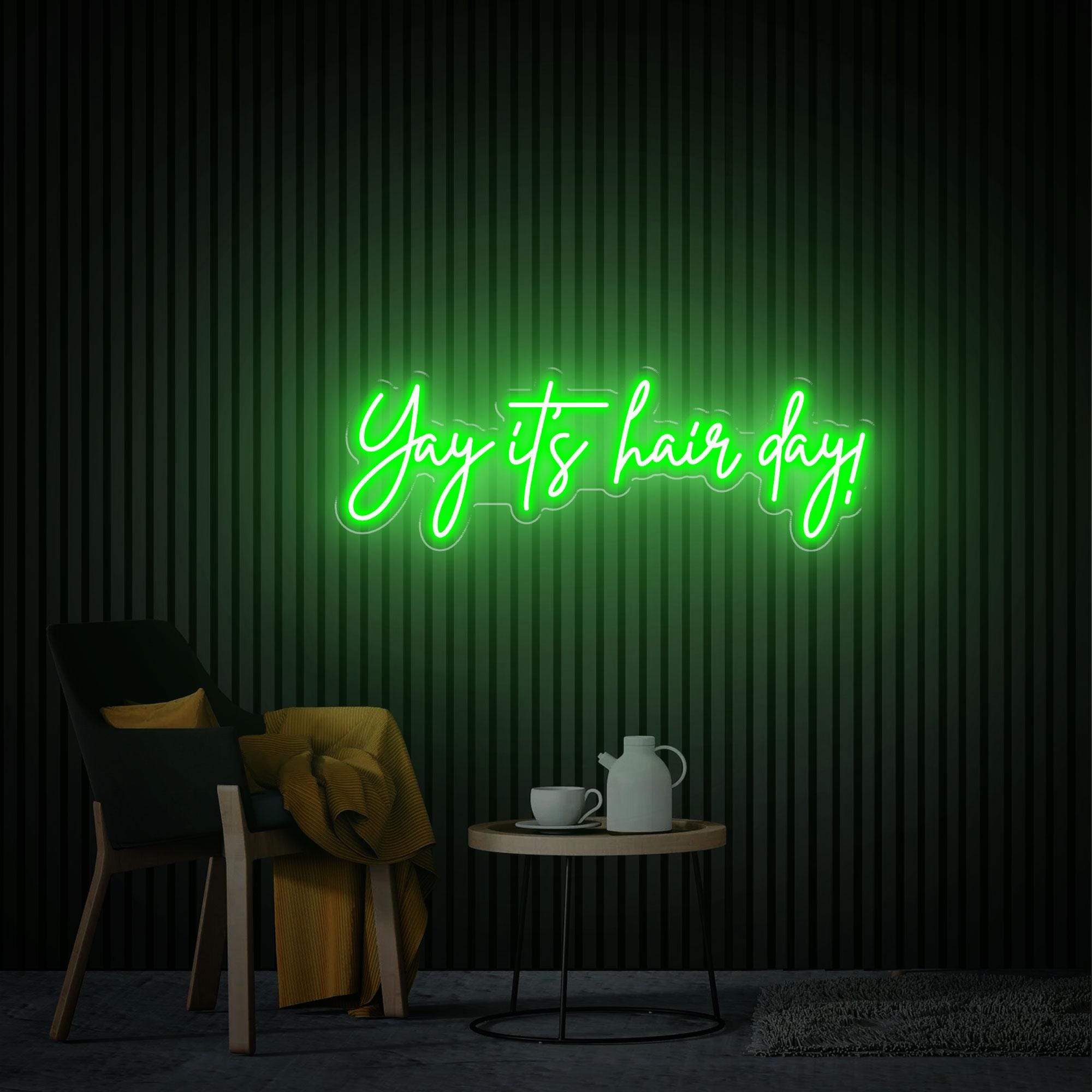 Yay It's Hair Day Neon Sign, Hair Salon Neon Art, Beauty Salon Decor, Barber Shop Wall Decor, Custom Neon Sign, Hair Studio Light Sign