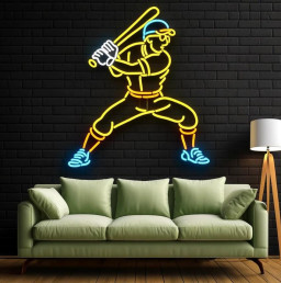 Baseball Player Neon Sign, Sport Neon Sign, Player Neon Sign, Game LED Neon Sign