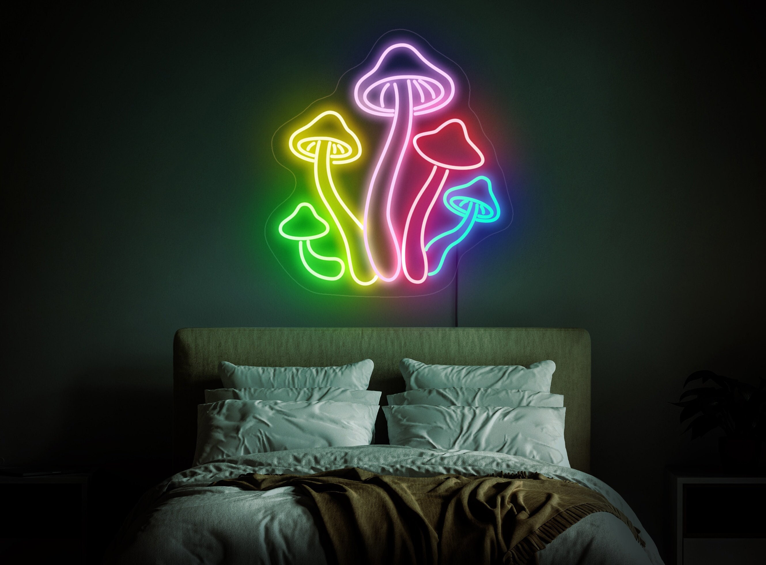 Mushrooms Neon Sign, Mushroom Led Sign, Kids Room Neon Sign, Neon Sign Kitchen, Mushroom Wall Decor, Mushroom Wall Art