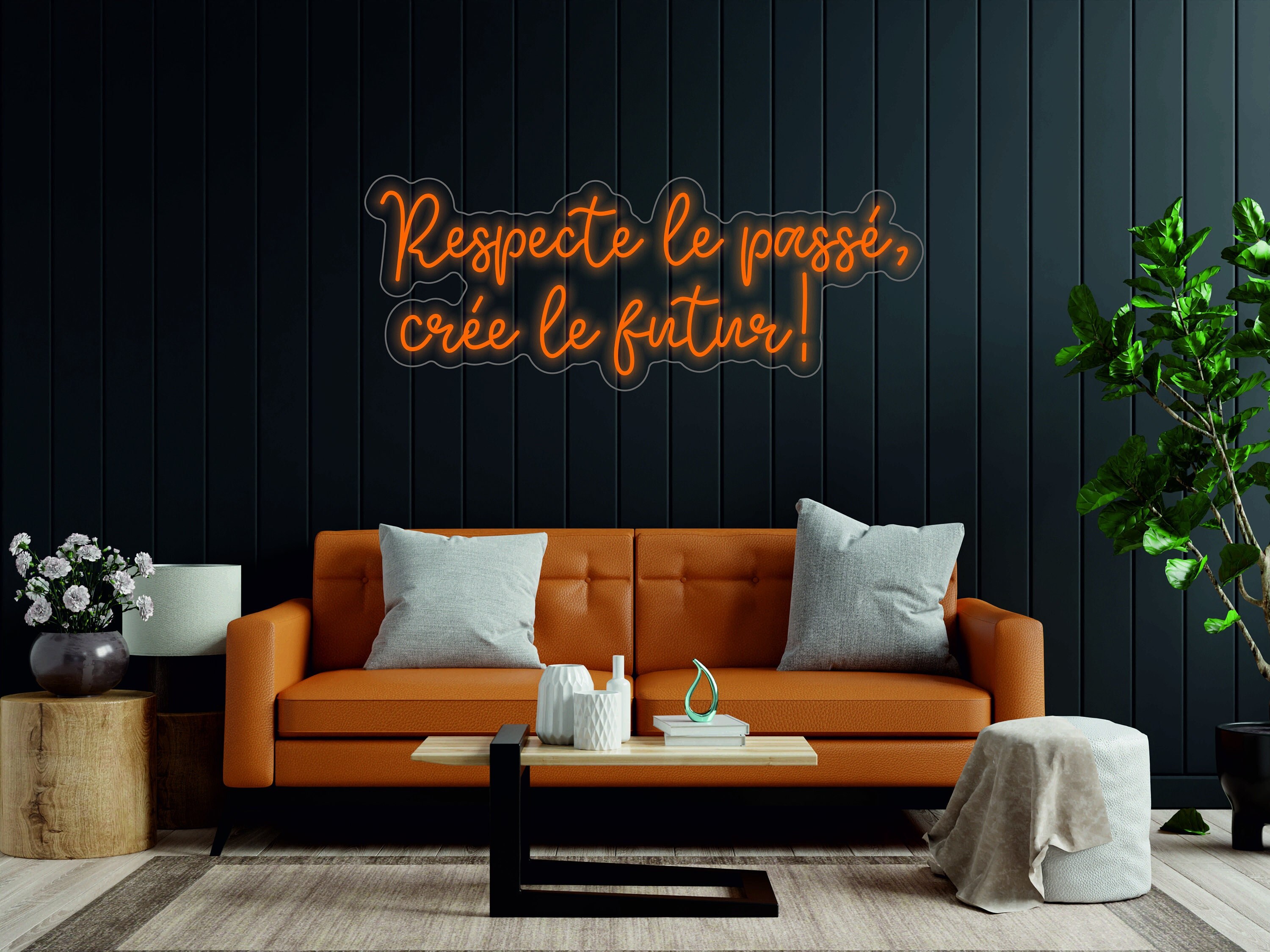 Respecte Le Passé, Crée Le Futur! - Led Light Neon Sign, French Expressions, Motivational Quotes Neon Sign