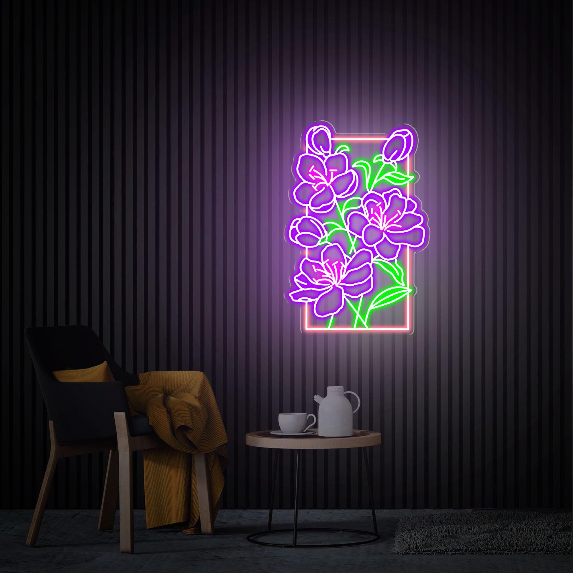 Flower Neon Sign, Flower Led Neon Light Dimmable, Custom flower Neon Sign Gift for Her, Home Bedroom Neon Wall Art Decor Housewarming Gifts
