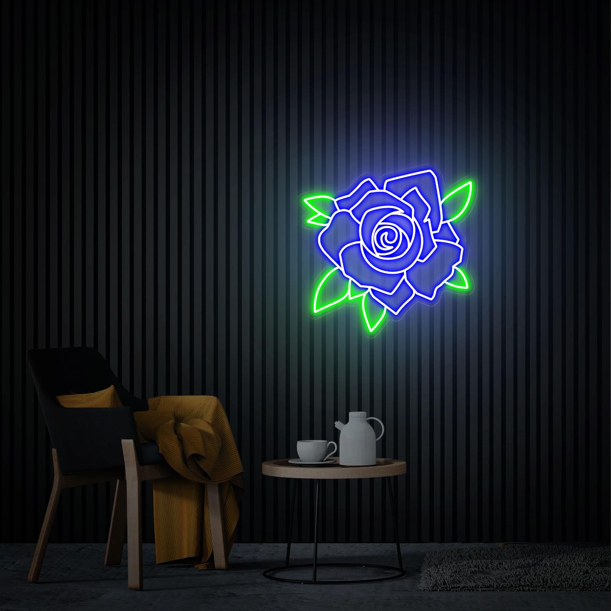 Rose Neon Sign, Flower Neon Sign, Custom Led  Light Sign for Bedroom Home Wall Decor, Flower Shop Decor Neon Art, Personalized Gift for Her