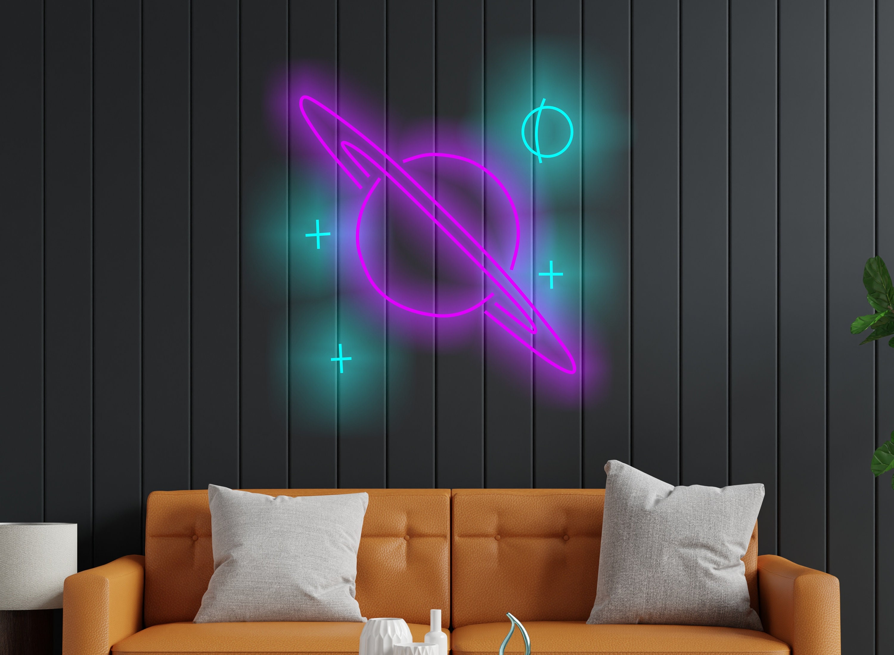 Planet Neon Sign, Saturn Planet Neon Sign, Planet Galaxy Neon Signs, Custom Saturn Led Decor, Space Led Neon